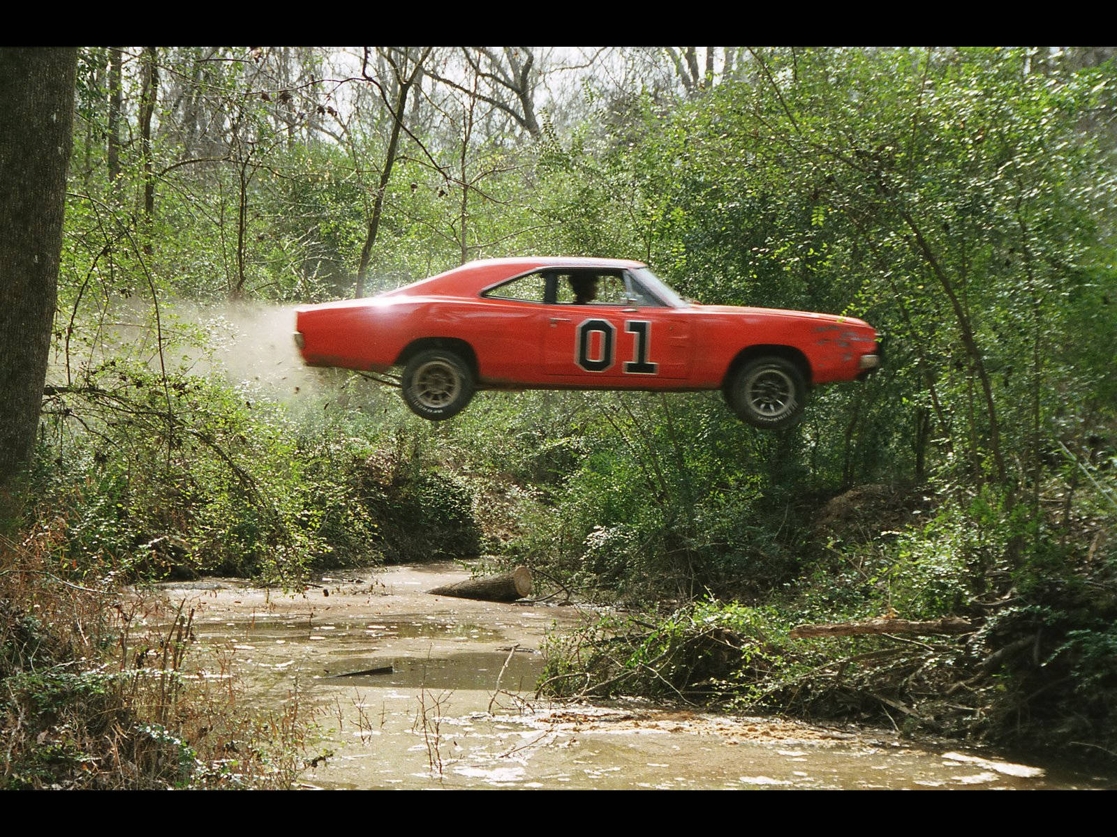 General Lee, red classic muscle car, 01 on its side, HD Desktop Wallpaper