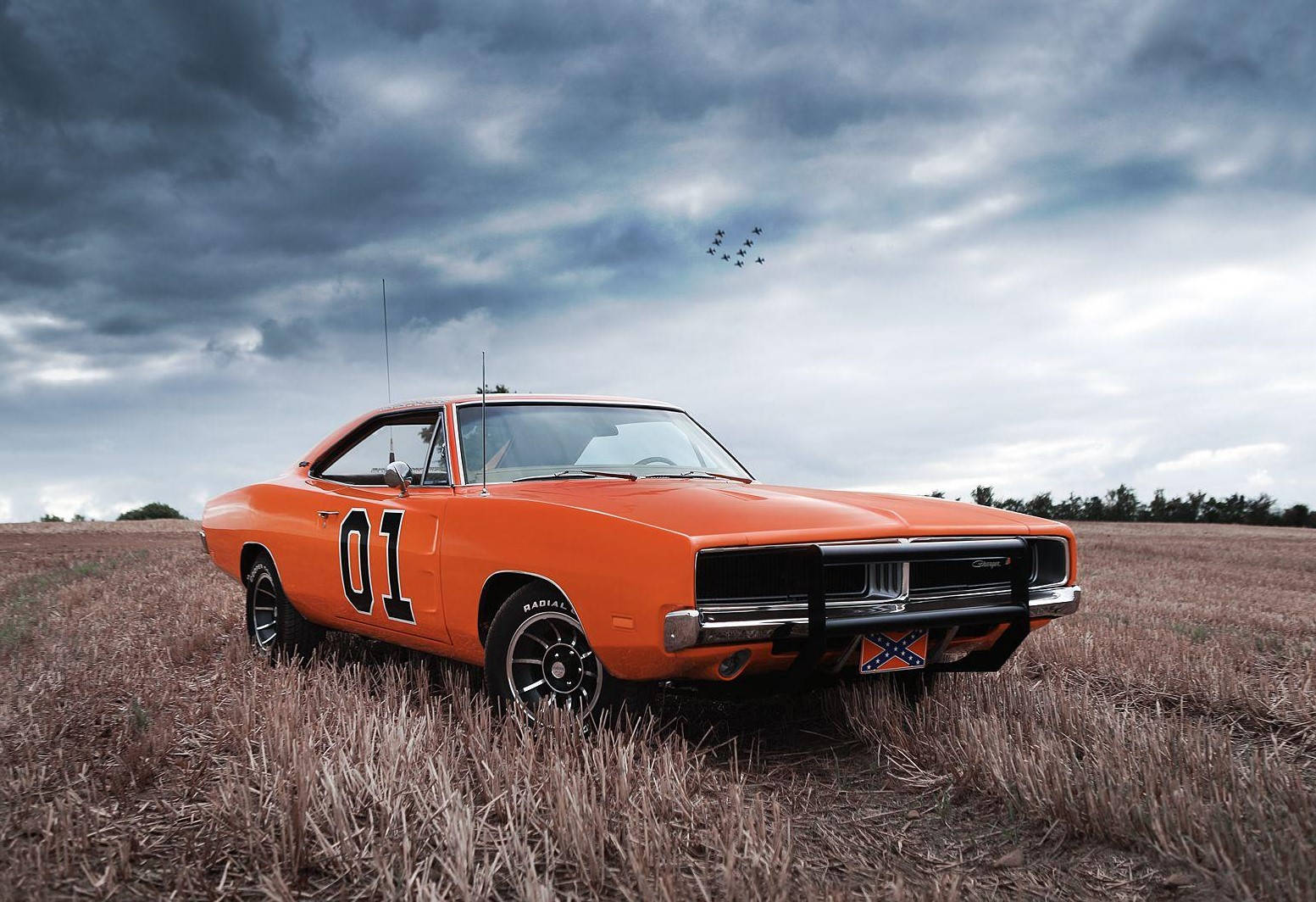 General Lee, bright orange, classic muscle car, HD Desktop Wallpaper
