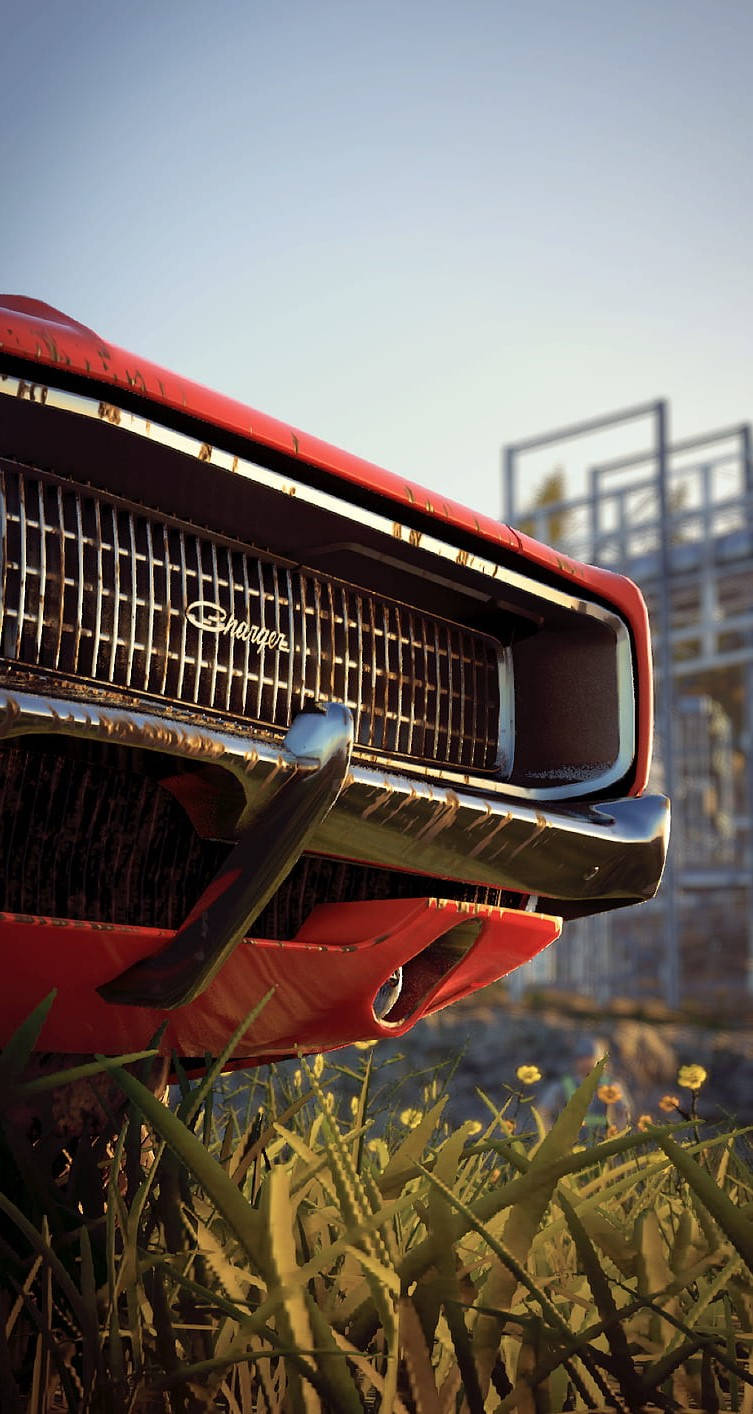General Lee, vintage red Charger, front grille, HD Phone Wallpaper