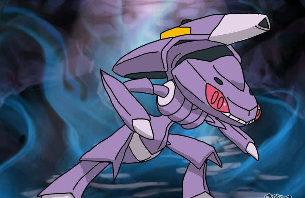 Genesect, blue mist, purple, SD Desktop Wallpaper