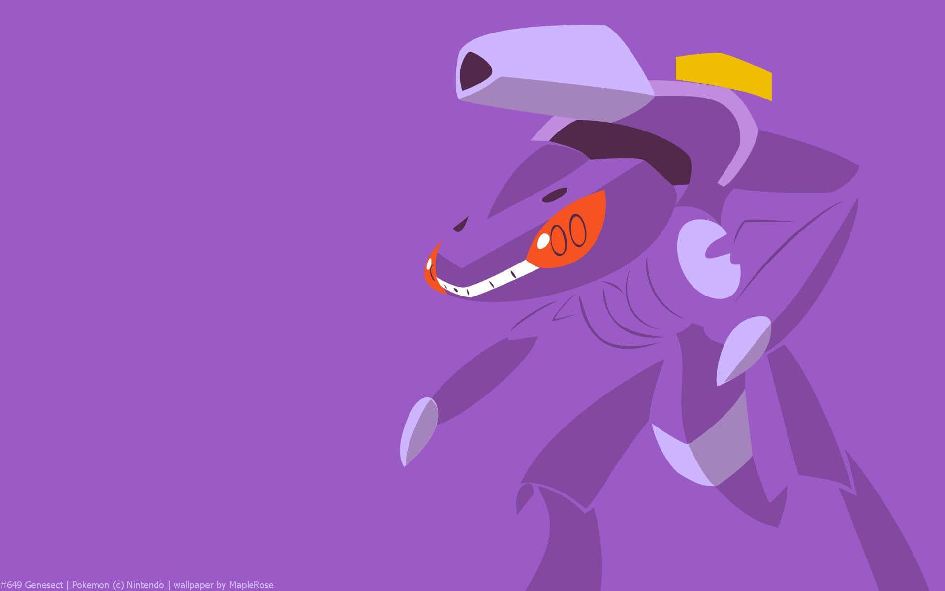 Genesect, purple background, glowing orange eyes, Full HD Desktop Wallpaper