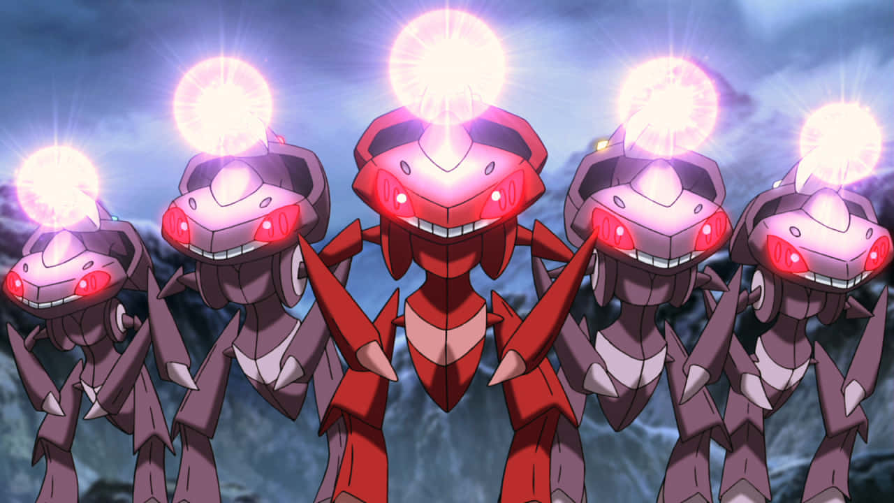 Genesect, red, purple, HD Desktop Wallpaper