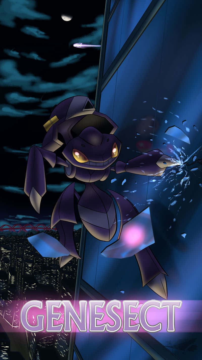 Genesect, purple, glass wall, HD Phone Wallpaper