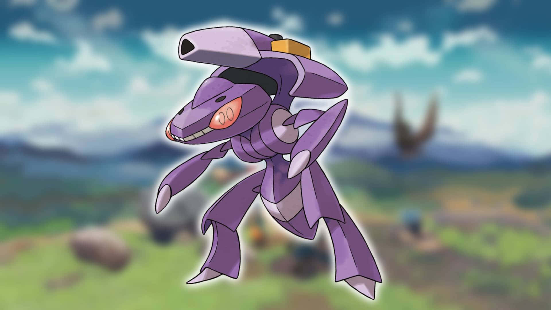 Genesect, purple, anime-style, Full HD Desktop Wallpaper
