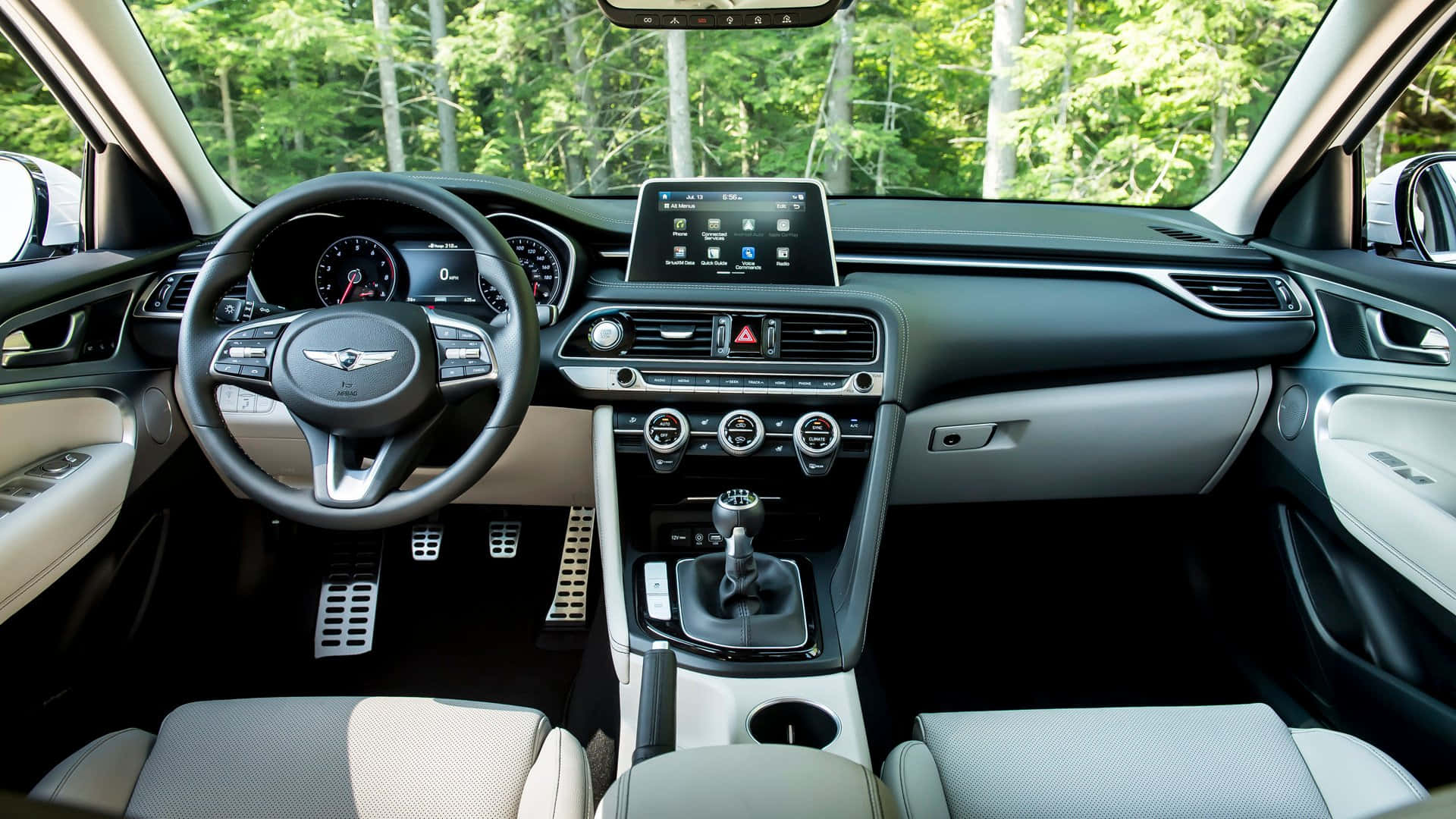 Genesis G70, beige and black accents, driver's seat, Full HD Desktop Wallpaper