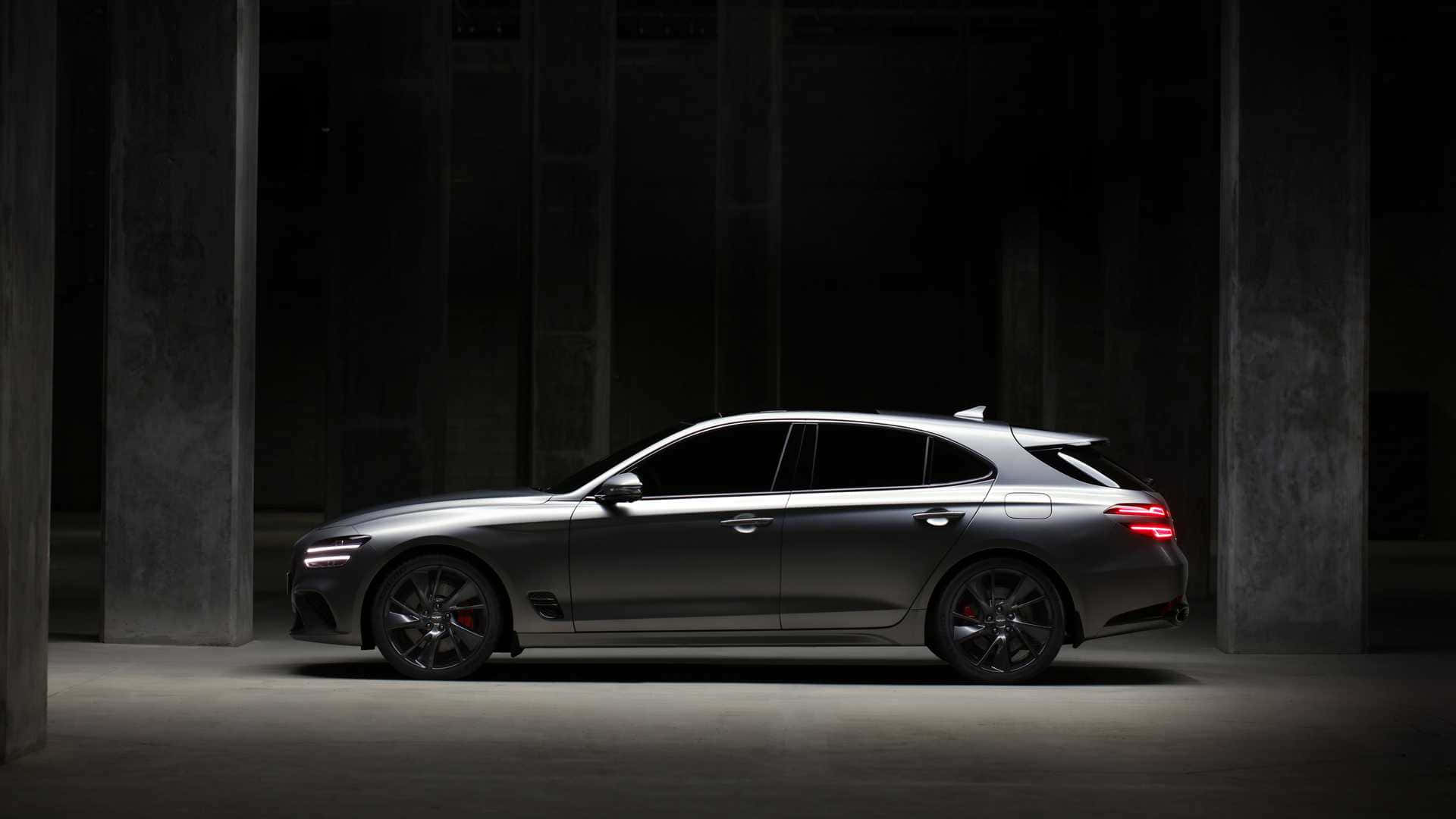 Genesis G70, matte gray, dark concrete warehouse, Full HD Desktop Wallpaper