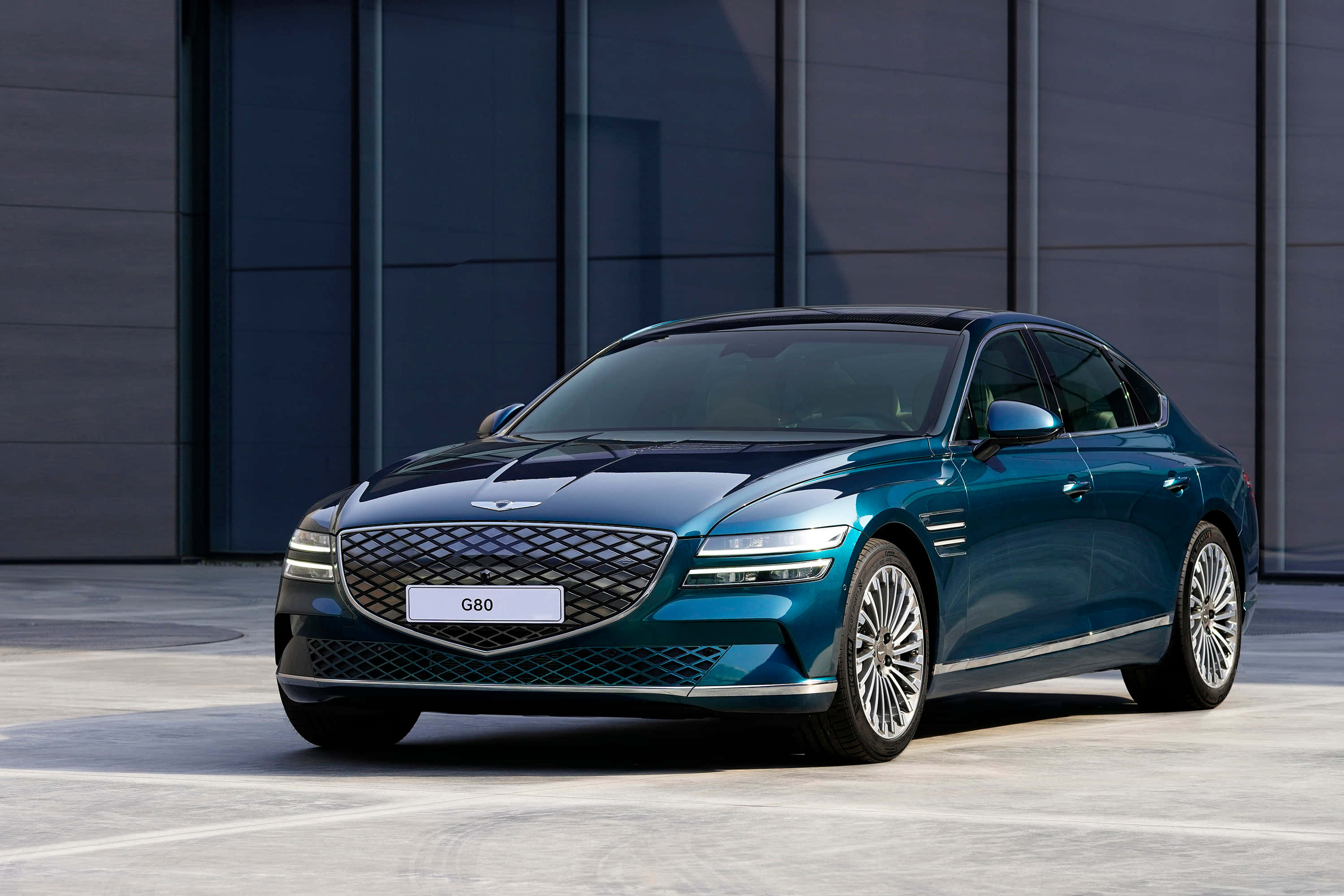Genesis G80, teal, daylight, 2K Desktop Wallpaper