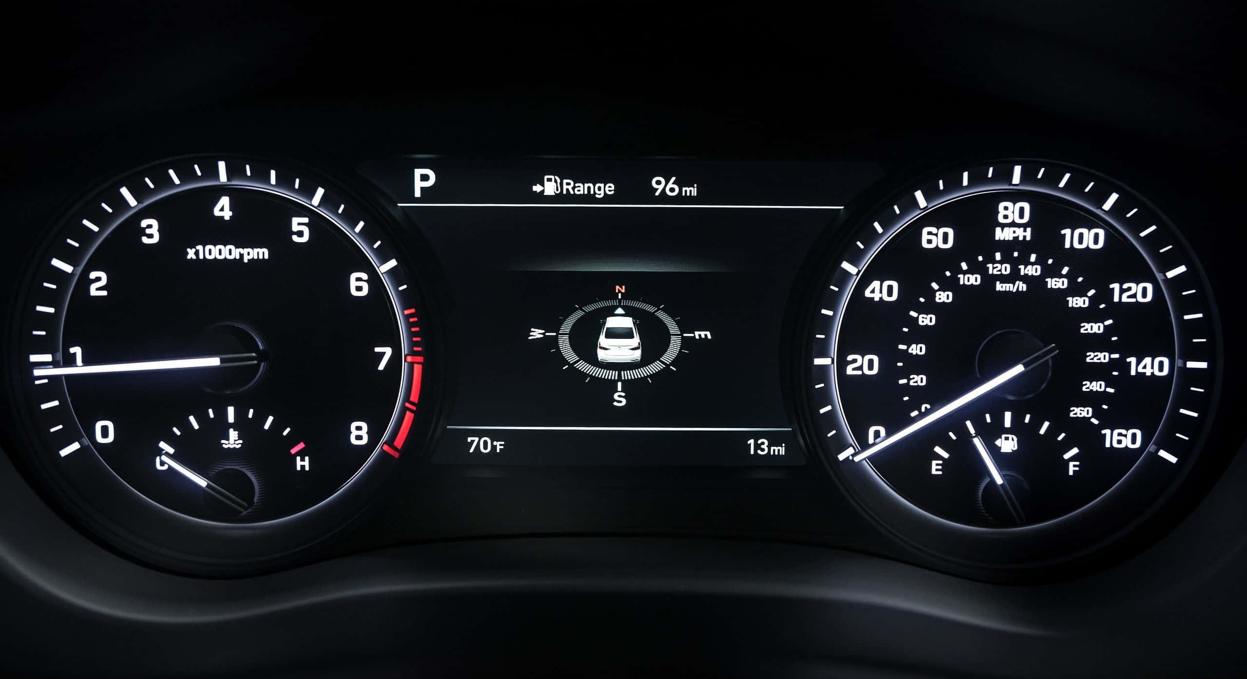 Genesis G80, illuminated dashboard, speedometer, 2K Desktop Wallpaper
