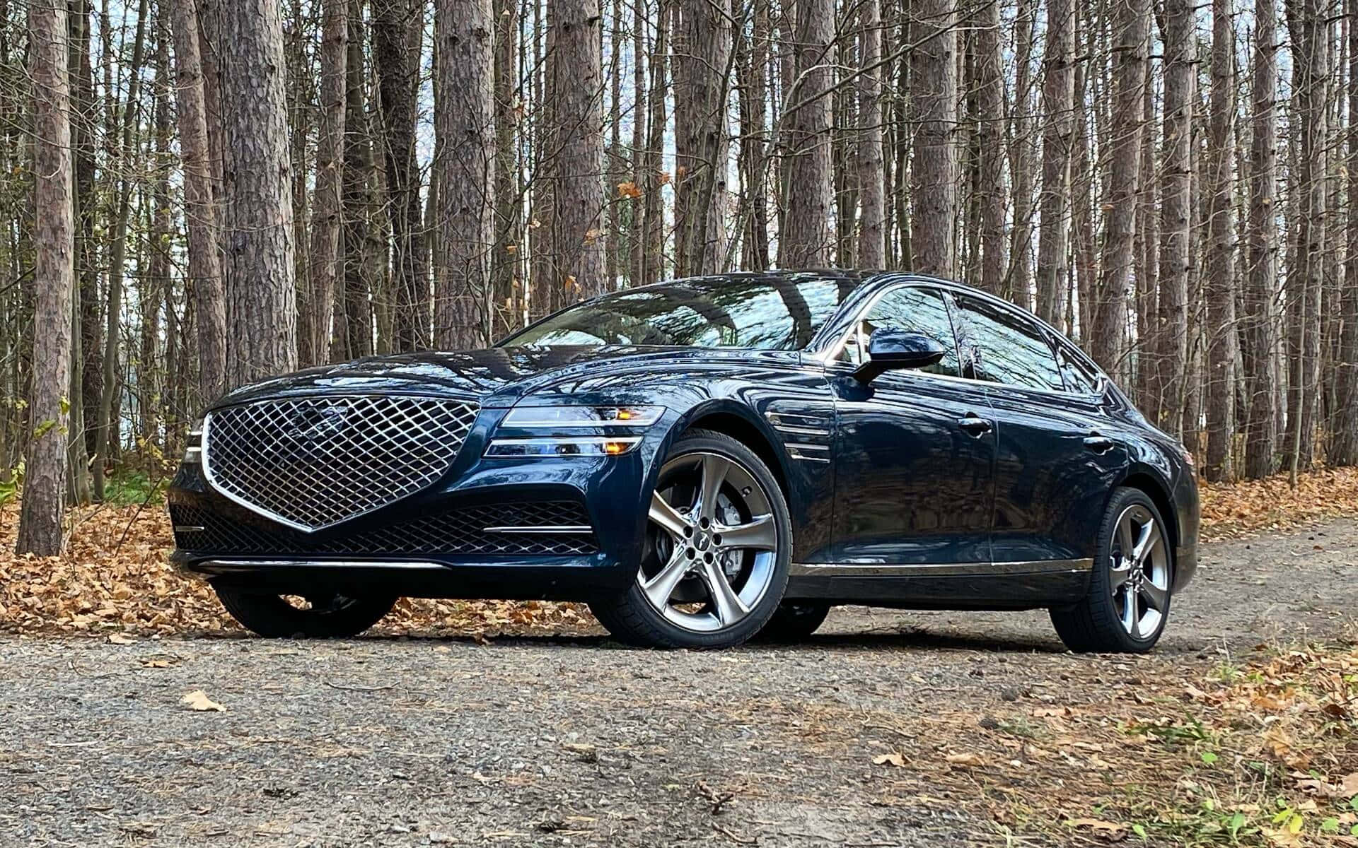 Genesis G80, dark blue, gravel path, Full HD Desktop Wallpaper