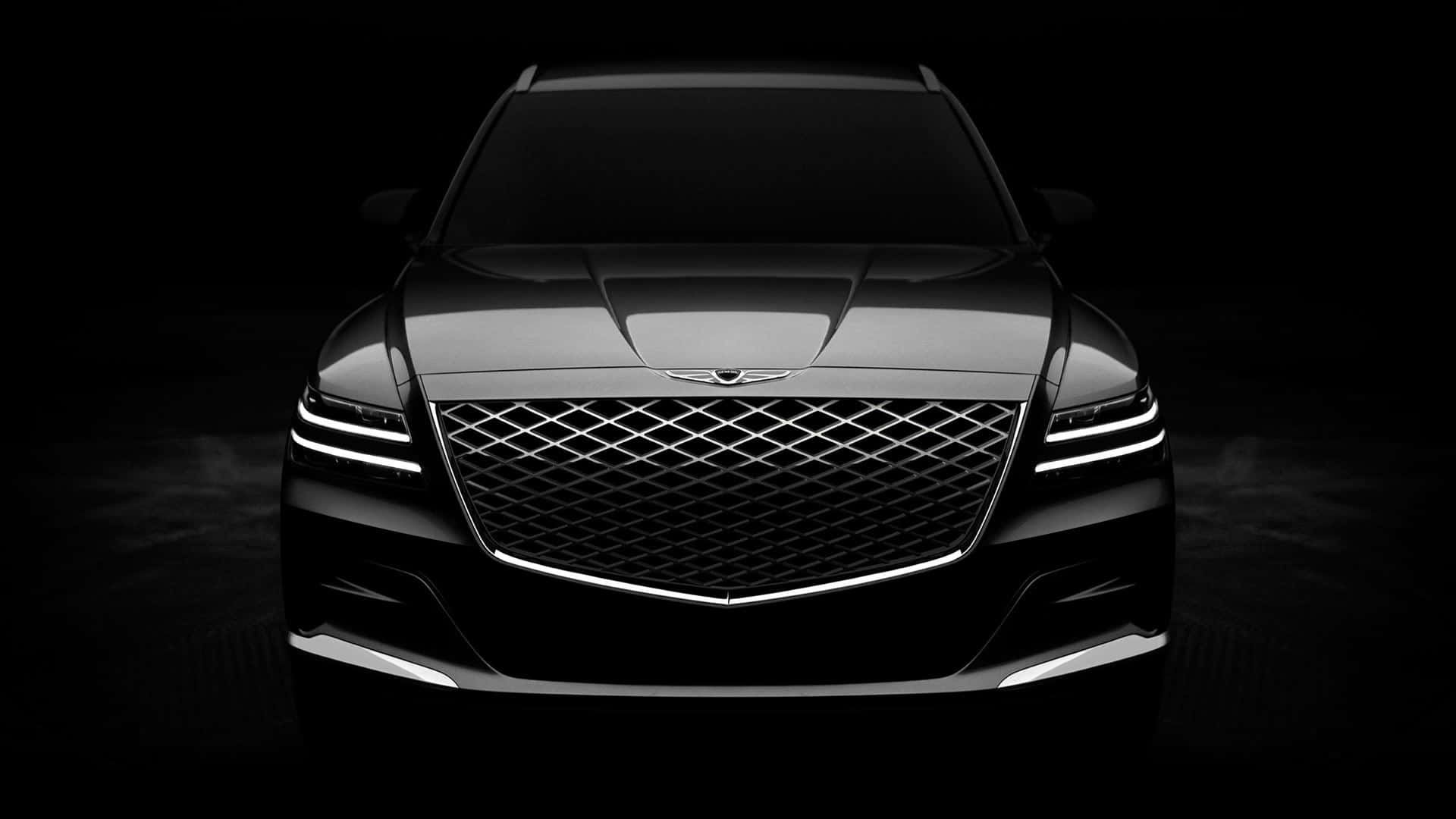 Genesis G80, sleek black luxury SUV, sharp LED headlights, Full HD Desktop Wallpaper