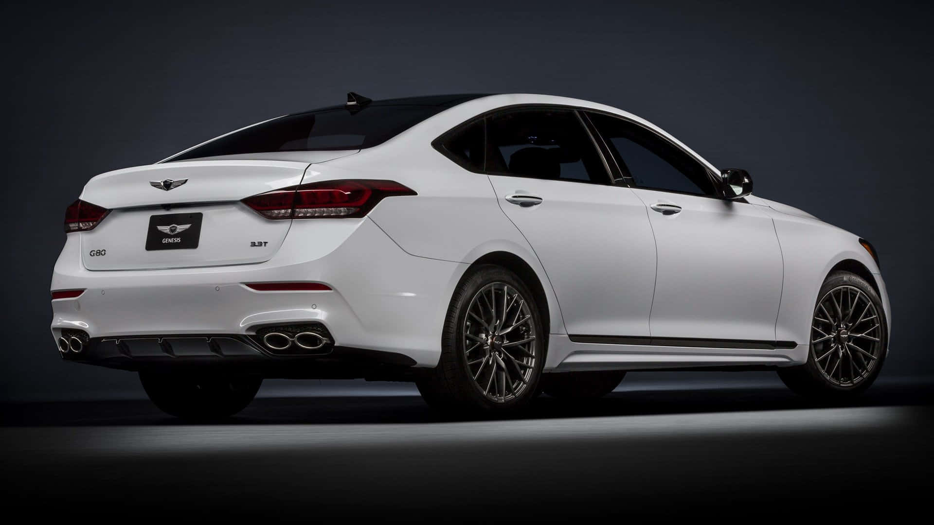 Genesis G80, white, rear three-quarter view, Full HD Desktop Wallpaper
