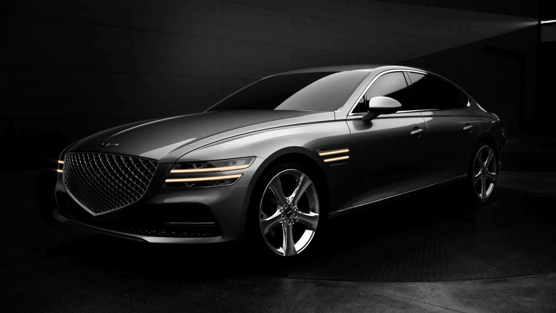 Genesis G80, sleek silver, luxury sedan, Full HD Desktop Wallpaper