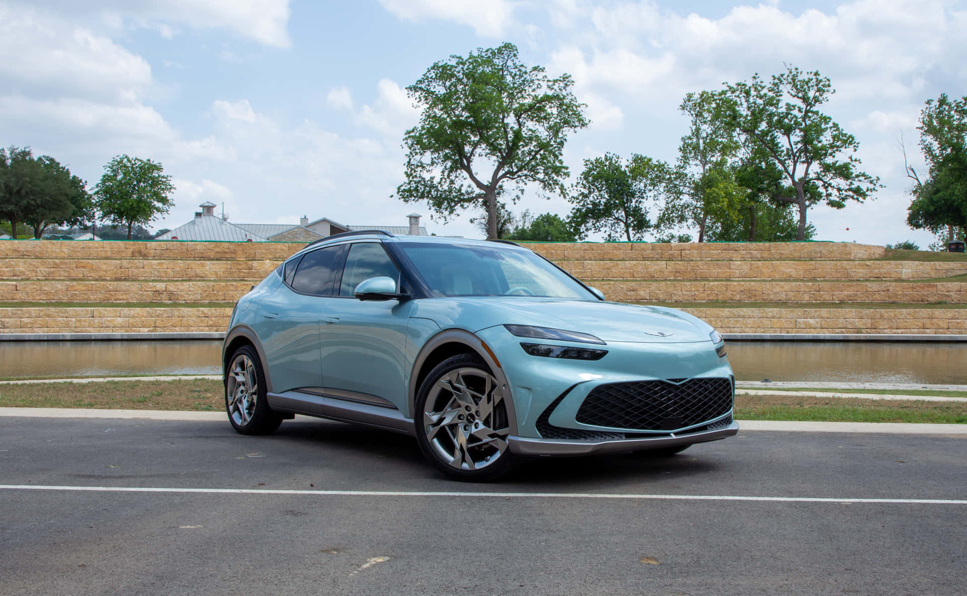 Genesis GV60, light blue, modern SUV, Full HD Desktop Wallpaper