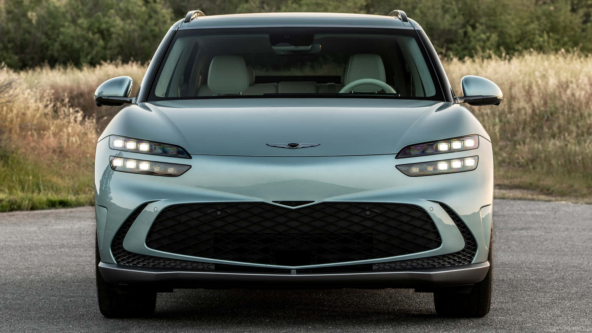 Genesis GV60, light blue, modern SUV, Full HD Desktop Wallpaper