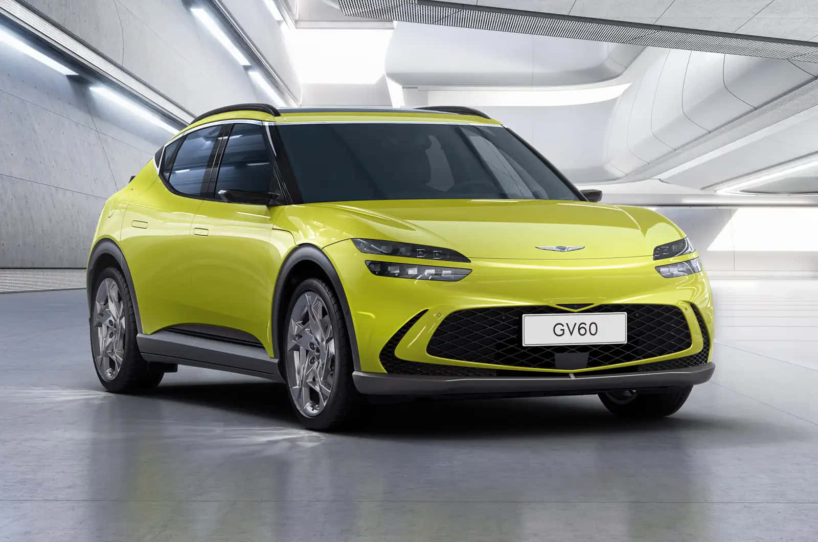 Genesis GV60, lime green, studio lights, HD Desktop Wallpaper