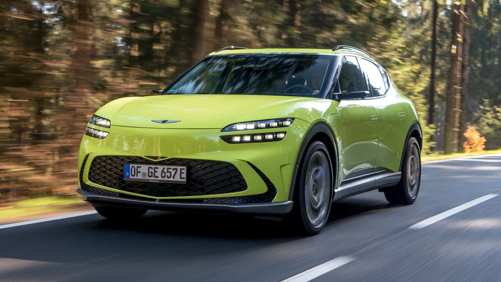 Genesis GV60, lime green, electric SUV, HD Desktop Wallpaper