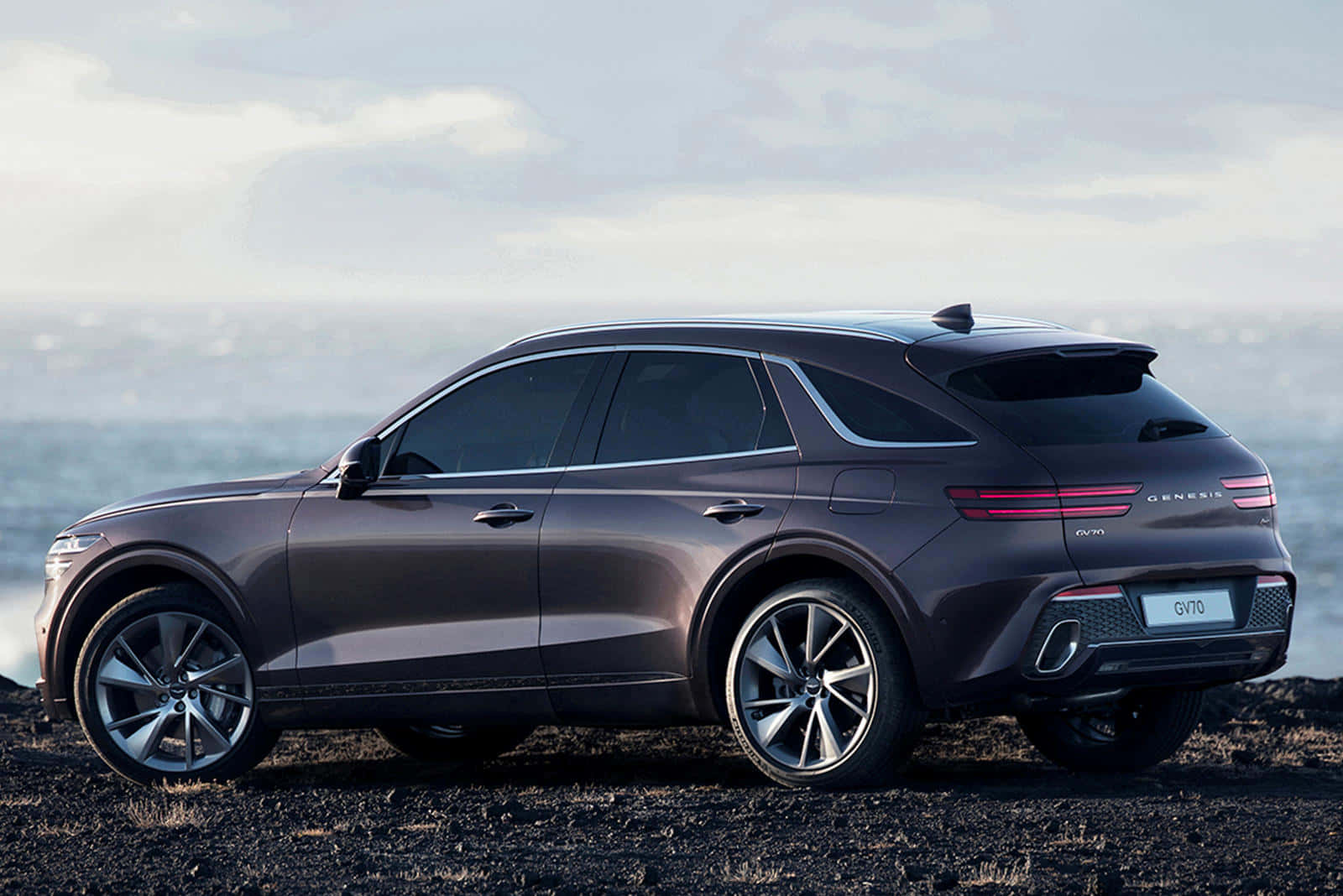 Genesis GV70, dark gray, black volcanic sand, HD Desktop Wallpaper