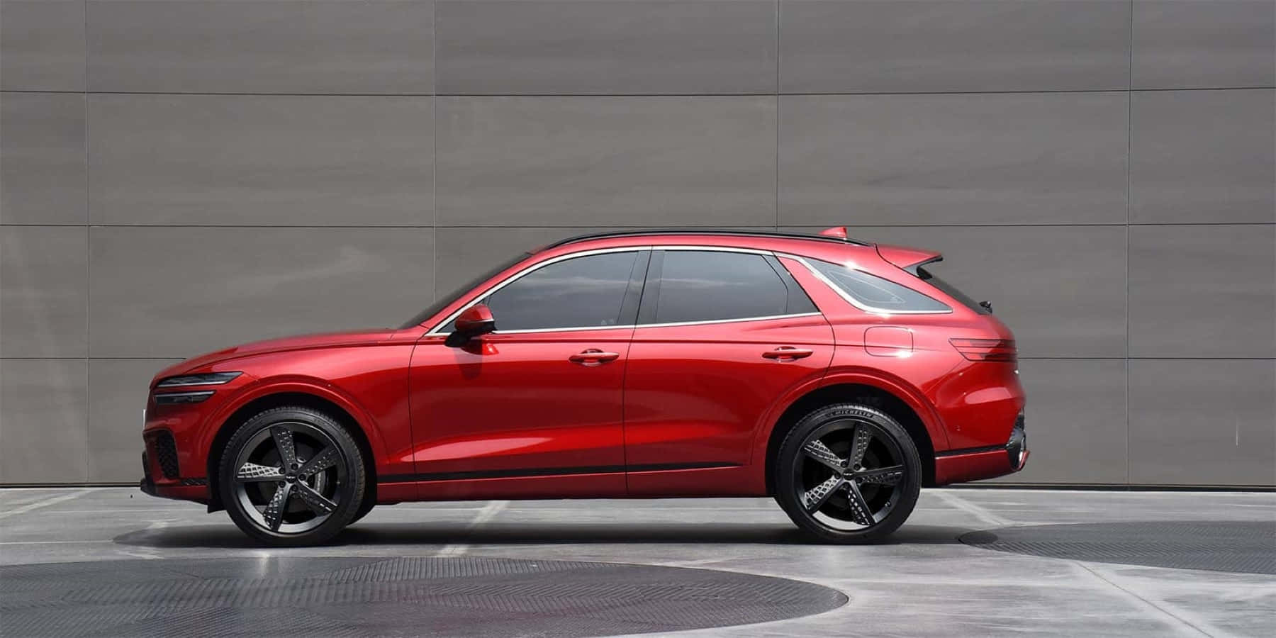 Genesis GV70, red, black accents, HD Desktop Wallpaper