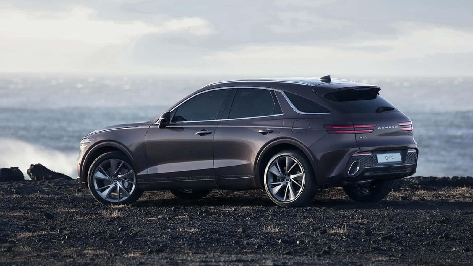 Genesis GV70, dark gray, black volcanic rock, HD Desktop Wallpaper