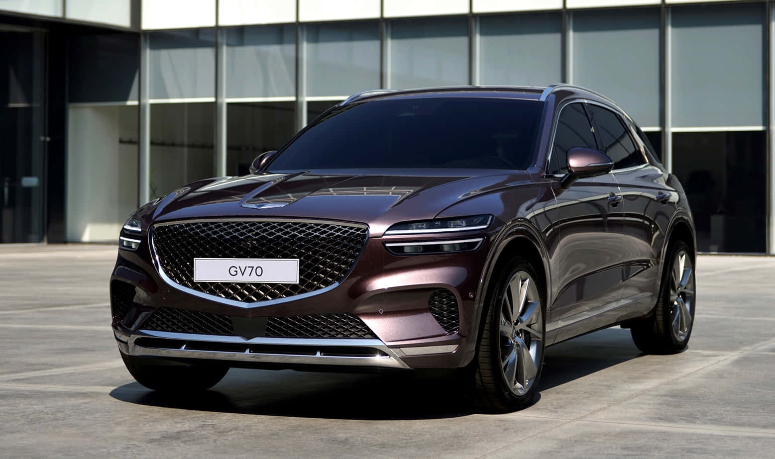 Genesis GV70, maroon, bright daylight, HD Desktop Wallpaper