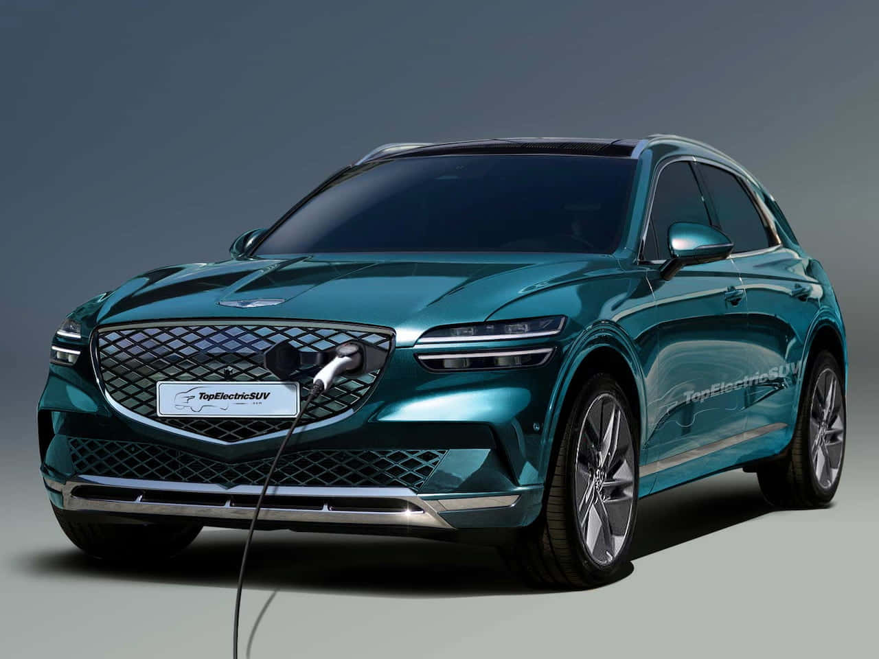 Genesis GV70, teal, electric SUV, HD Desktop Wallpaper