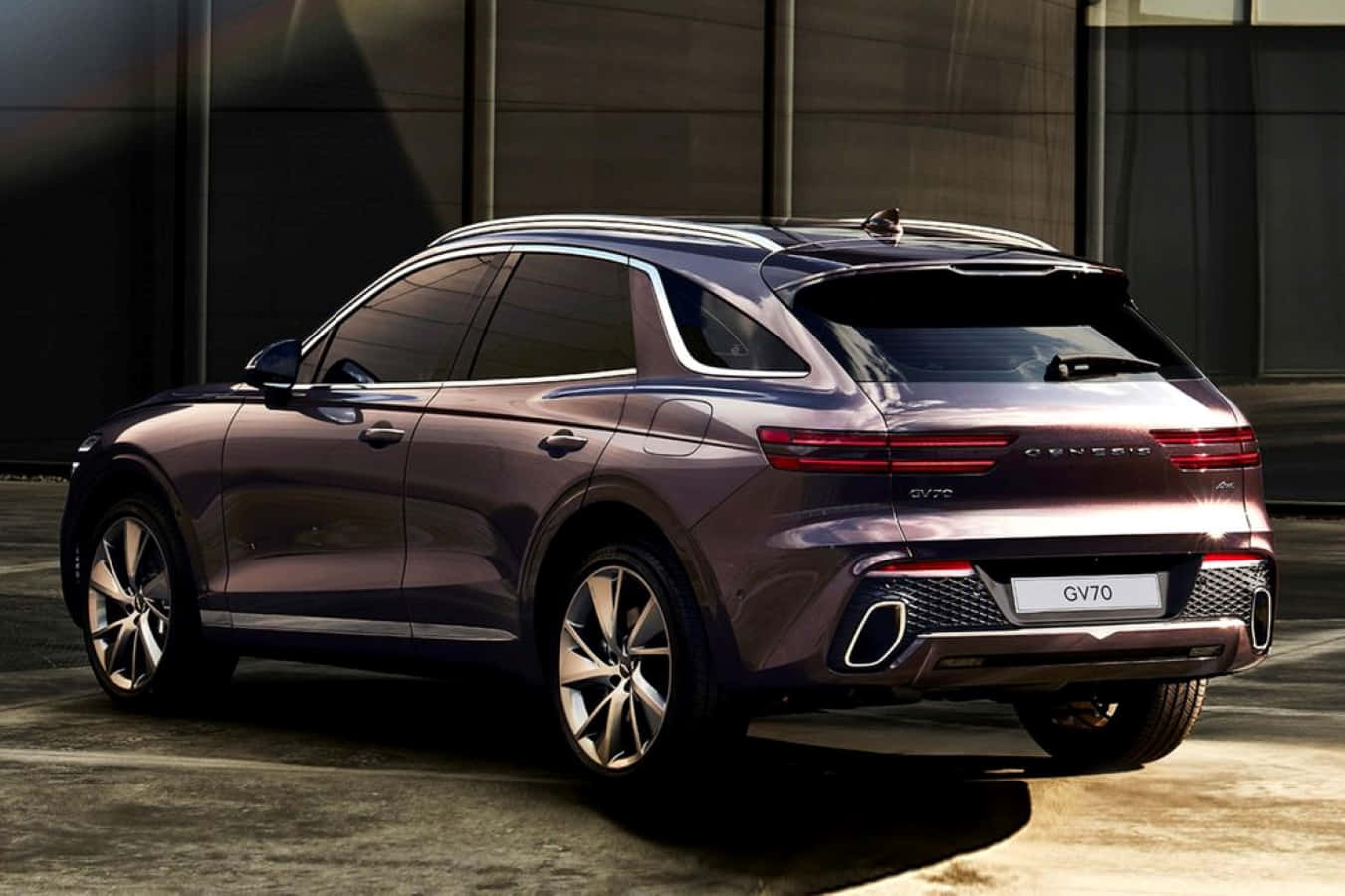Genesis GV70, metallic purple, scenic highway, HD Desktop Wallpaper