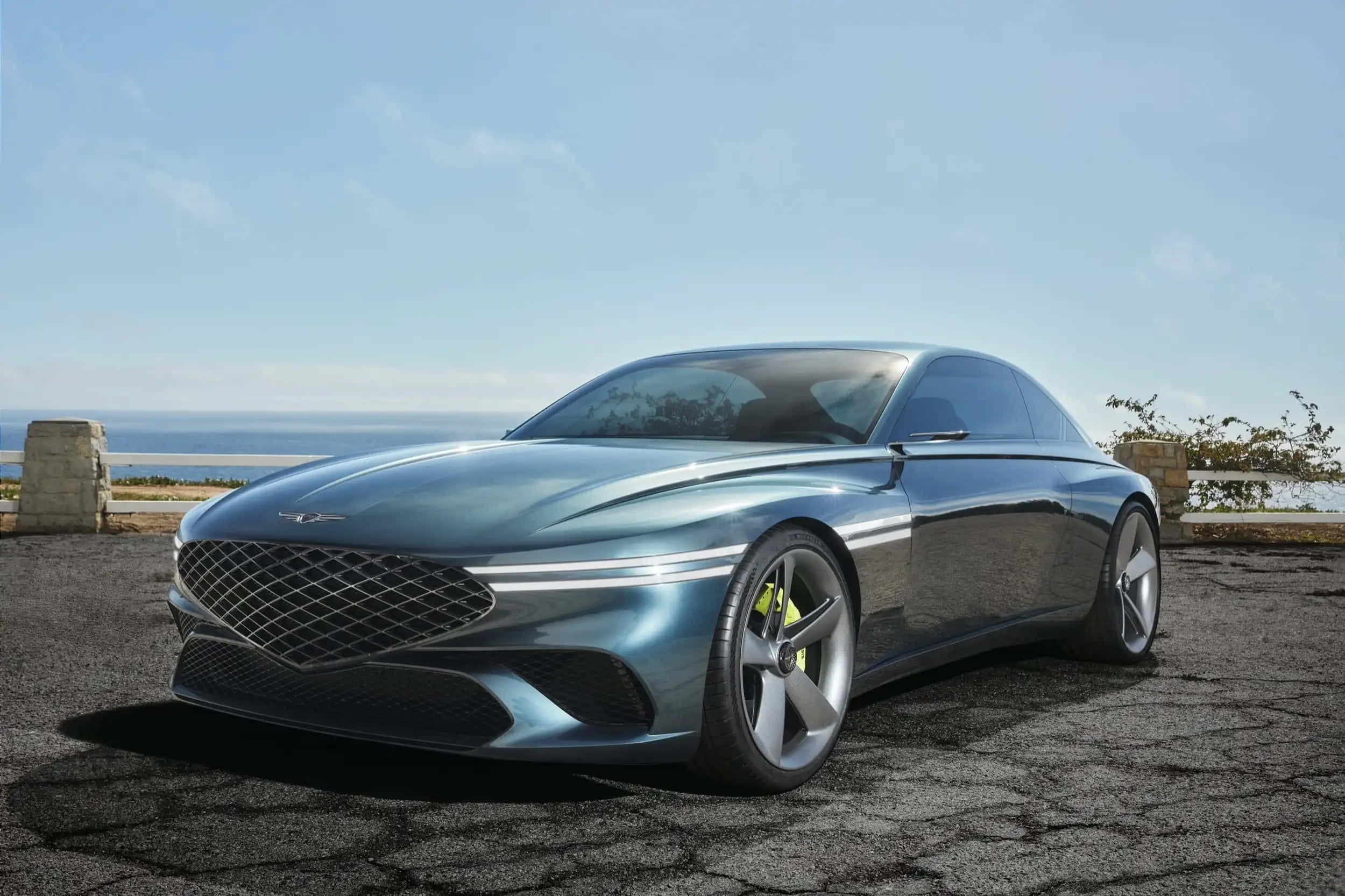 Genesis X Concept, metallic blue, yellow brake calipers, Full HD Desktop Wallpaper