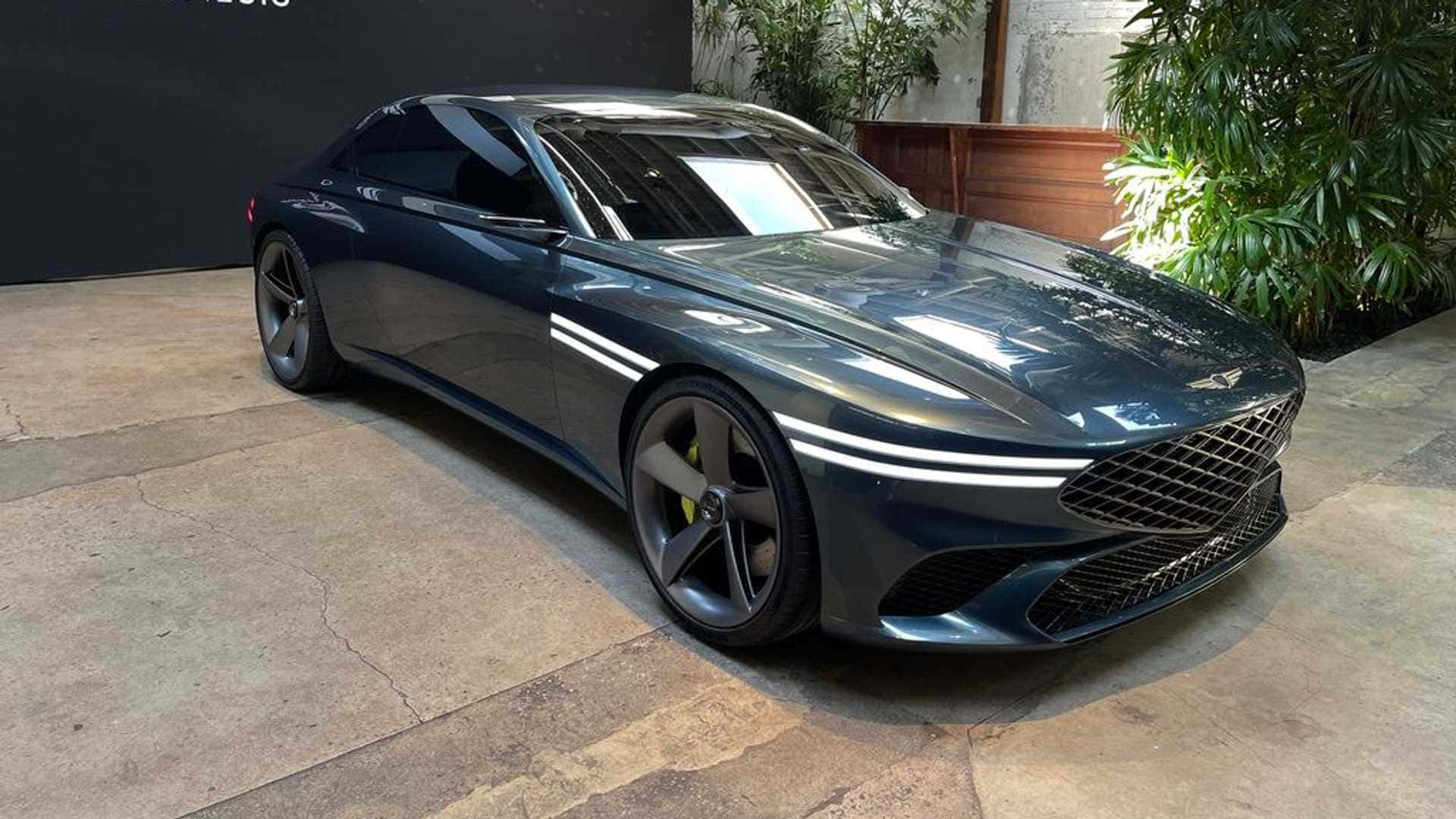 Genesis X Concept, dark blue, glowing white stripes, Full HD Desktop Wallpaper