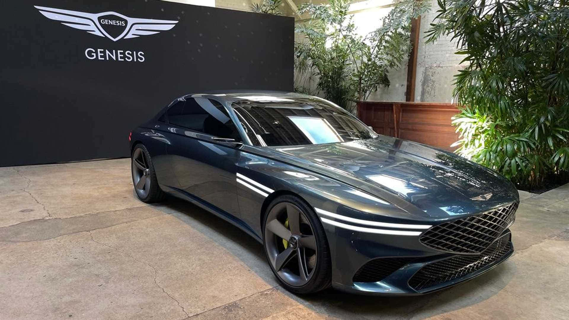Genesis X Concept, dark blue, sports car, Full HD Desktop Wallpaper