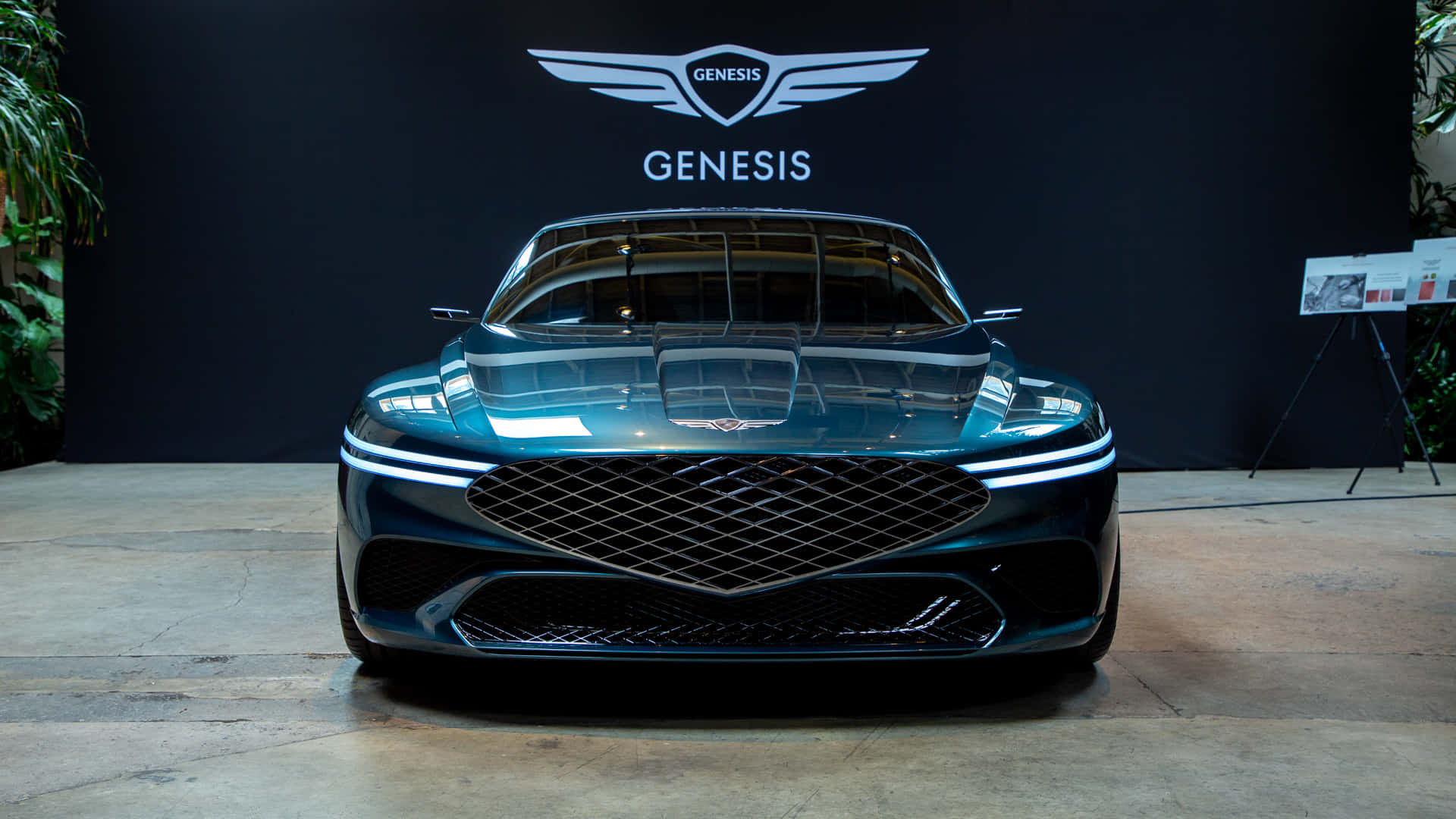 Genesis X Concept, teal, studio lights, Full HD Desktop Wallpaper