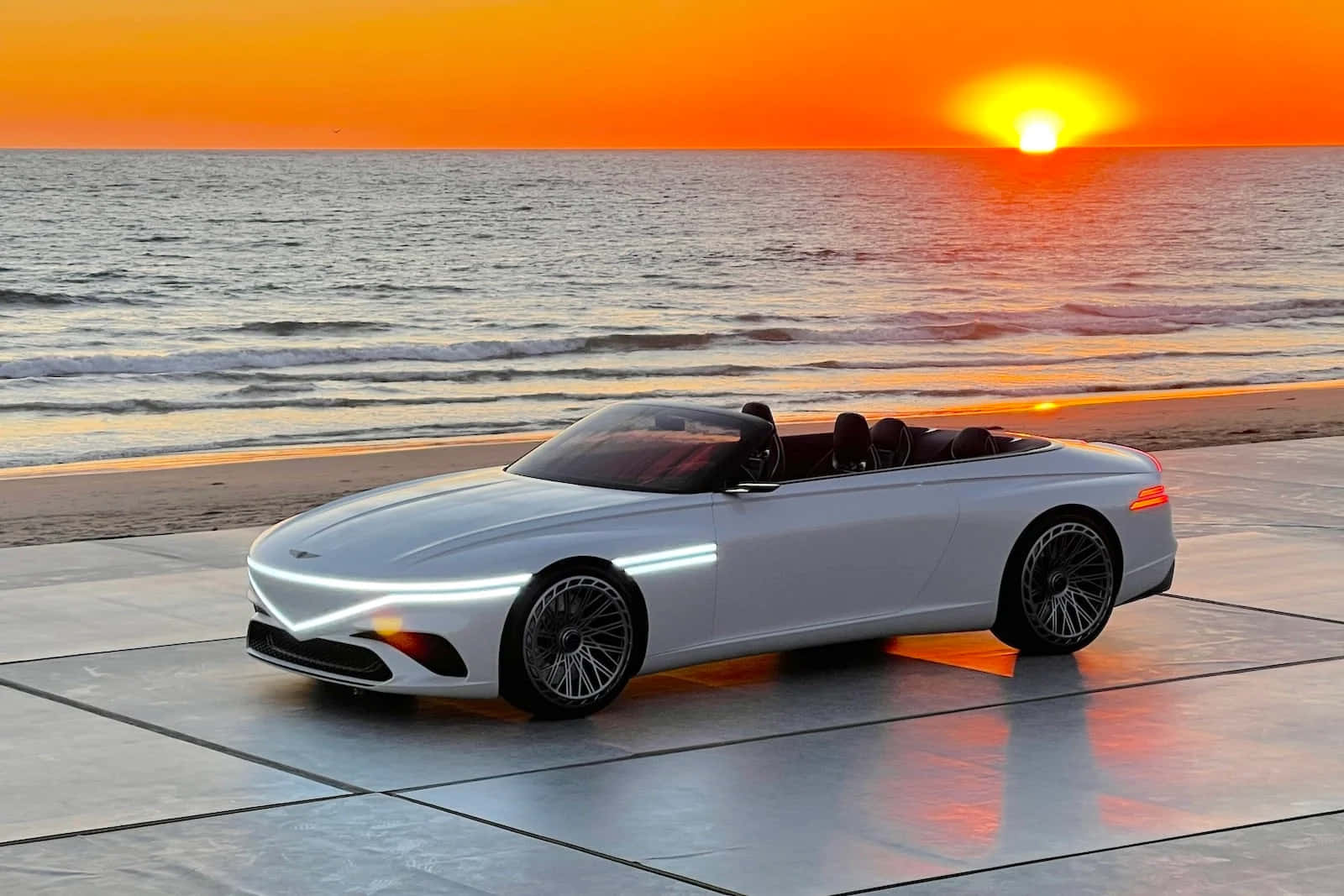 Genesis X Concept, silver, convertible sports car, HD Desktop Wallpaper