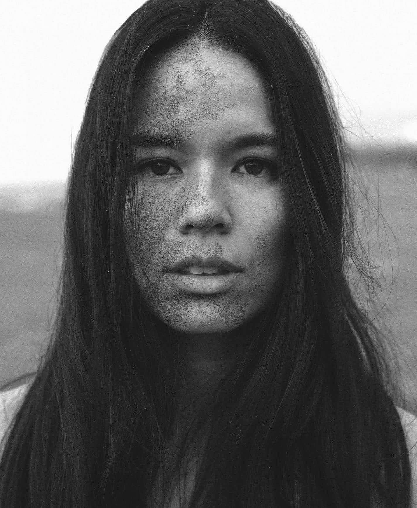 Genevieve Kang, black and white portrait, young woman, HD Phone Wallpaper