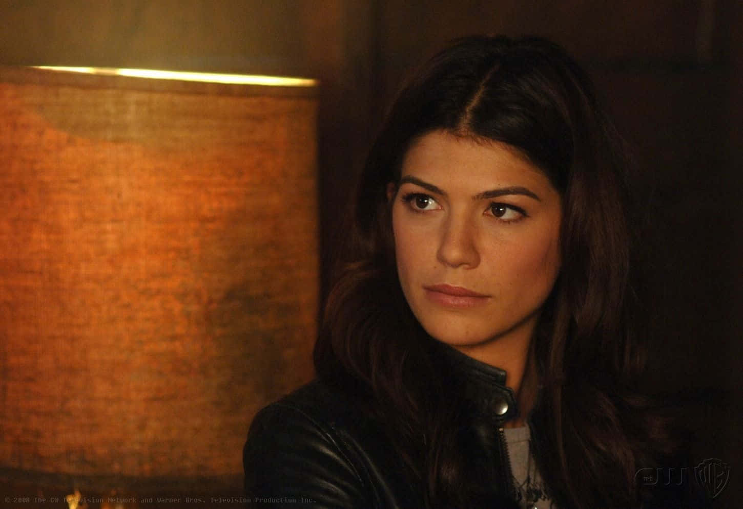 Genevieve Padalecki, dark hair, black leather jacket, HD Desktop Wallpaper