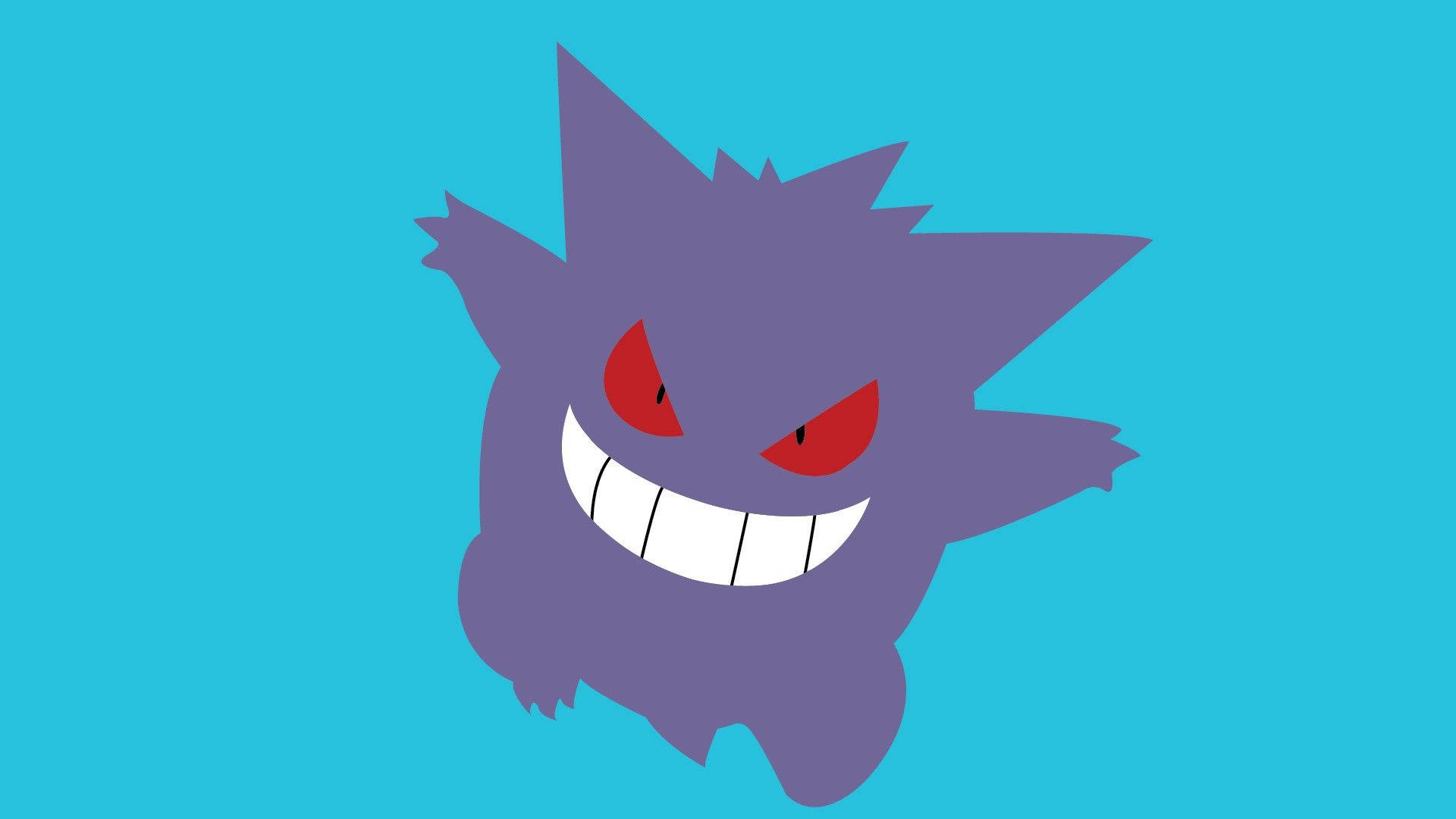 Gengar, purple, red eyes, Full HD Desktop Wallpaper