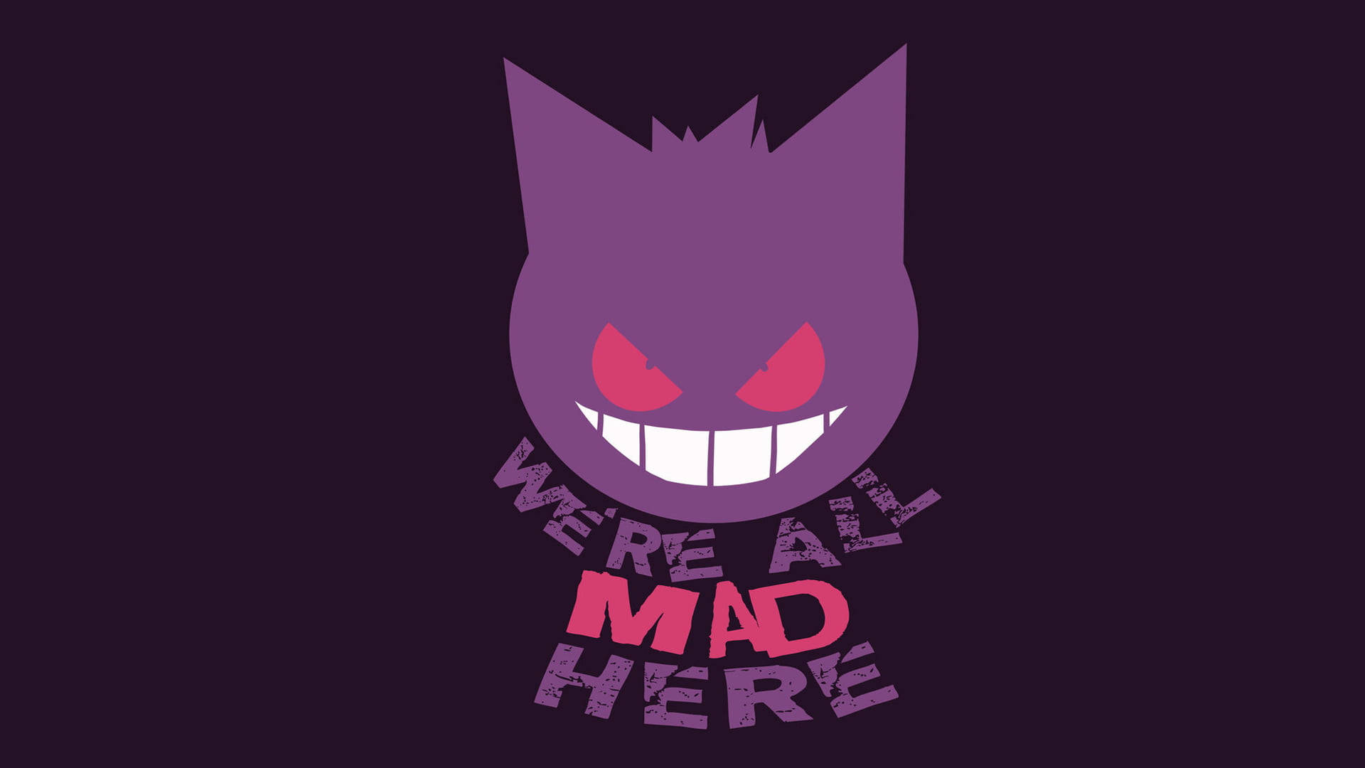 Gengar, purple, glowing red eyes, Full HD Desktop Wallpaper