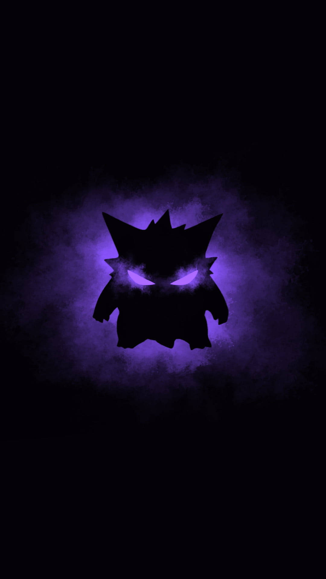 Gengar, dark purple, glowing purple eyes, Full HD Phone Wallpaper
