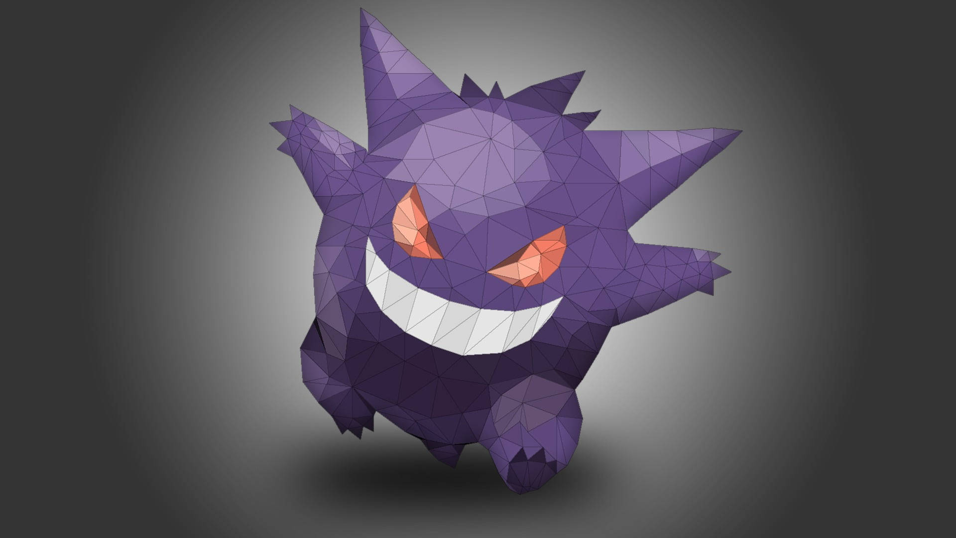 Gengar, geometric art, low-poly, Full HD Desktop Wallpaper