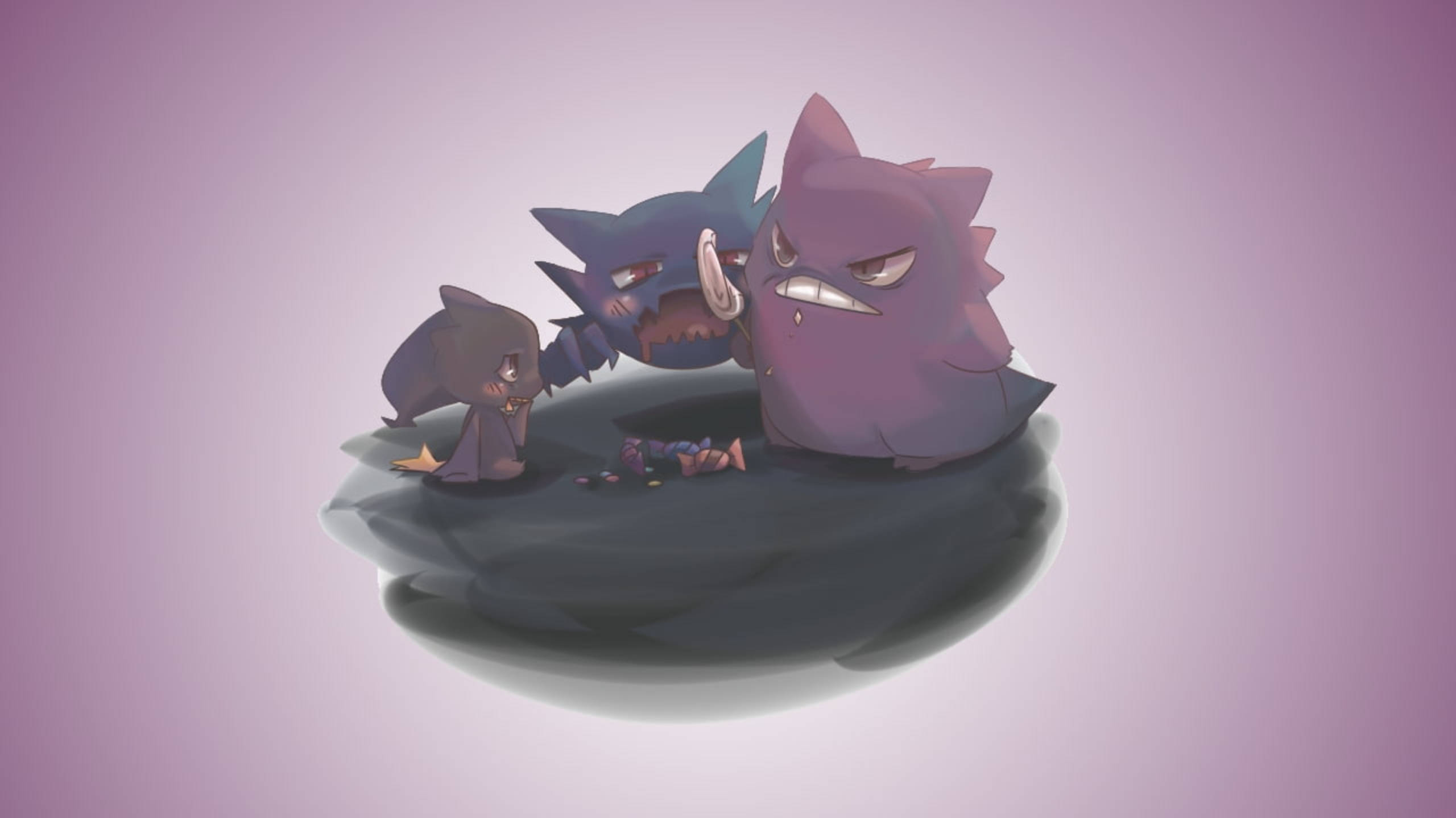 Gengar, lollipop, dark purple, 2K Desktop Wallpaper