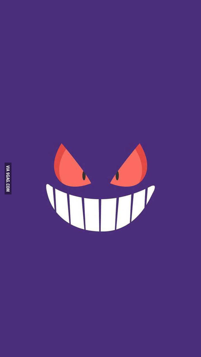 Gengar, minimalist, purple background, SD Phone Wallpaper