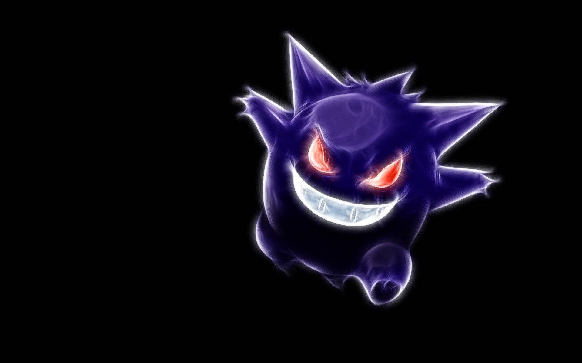 Gengar, purple, glowing red eyes, Full HD Desktop Wallpaper