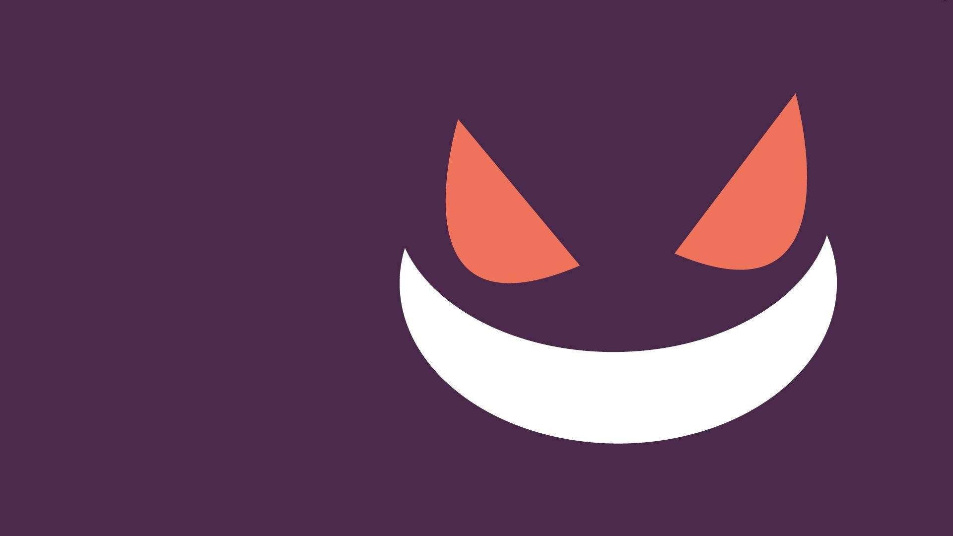 Gengar, minimalist art, purple, Full HD Desktop Wallpaper
