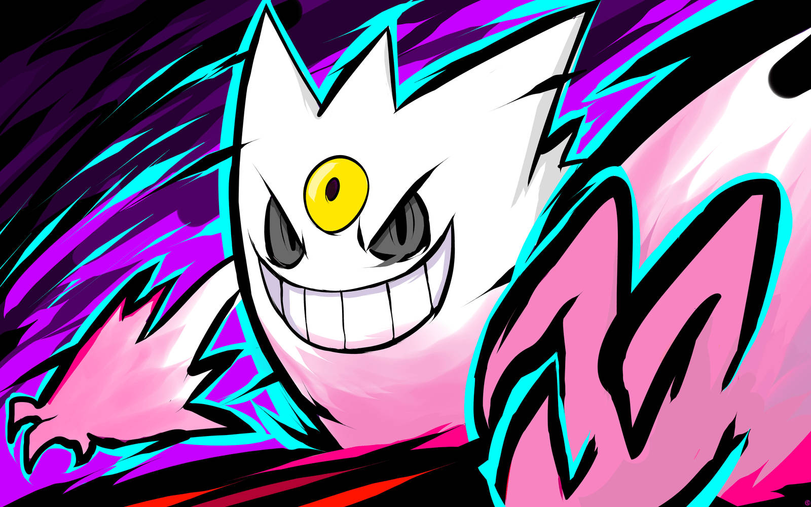 Shiny Gengar, anime ghost, yellow eye, HD Desktop Wallpaper