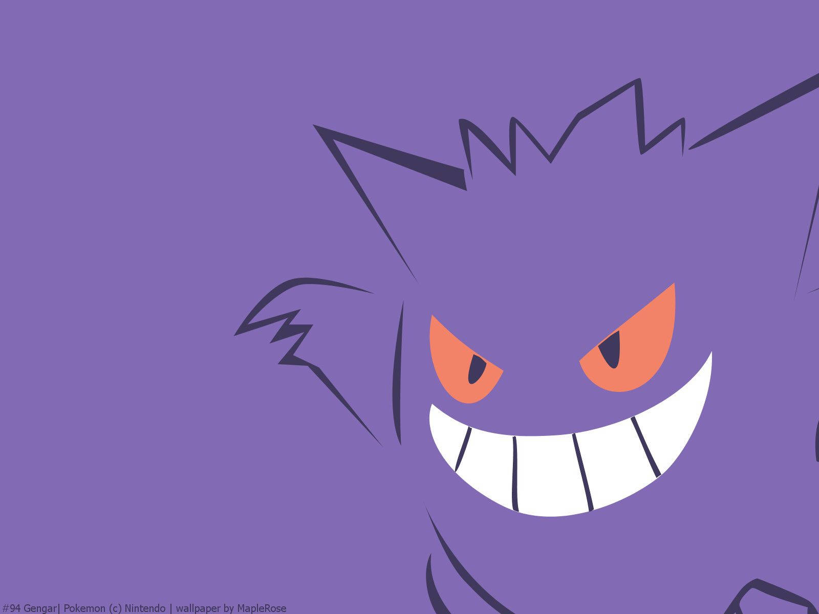 Minimalist Gengar Art, purple Gengar, sharp black outlines, HD Desktop Wallpaper