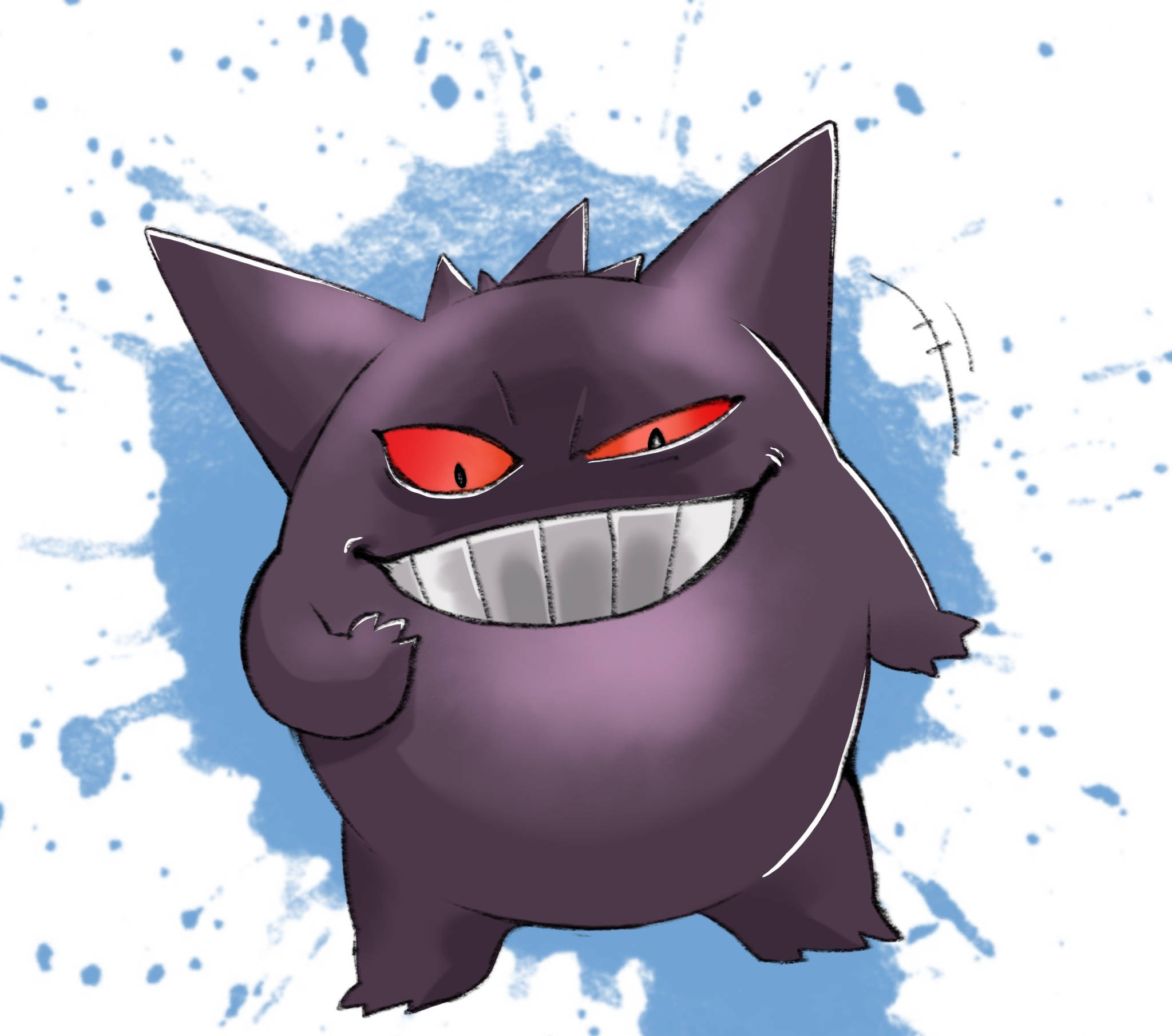 Gengar, purple, glowing red eyes, Full HD Desktop Wallpaper