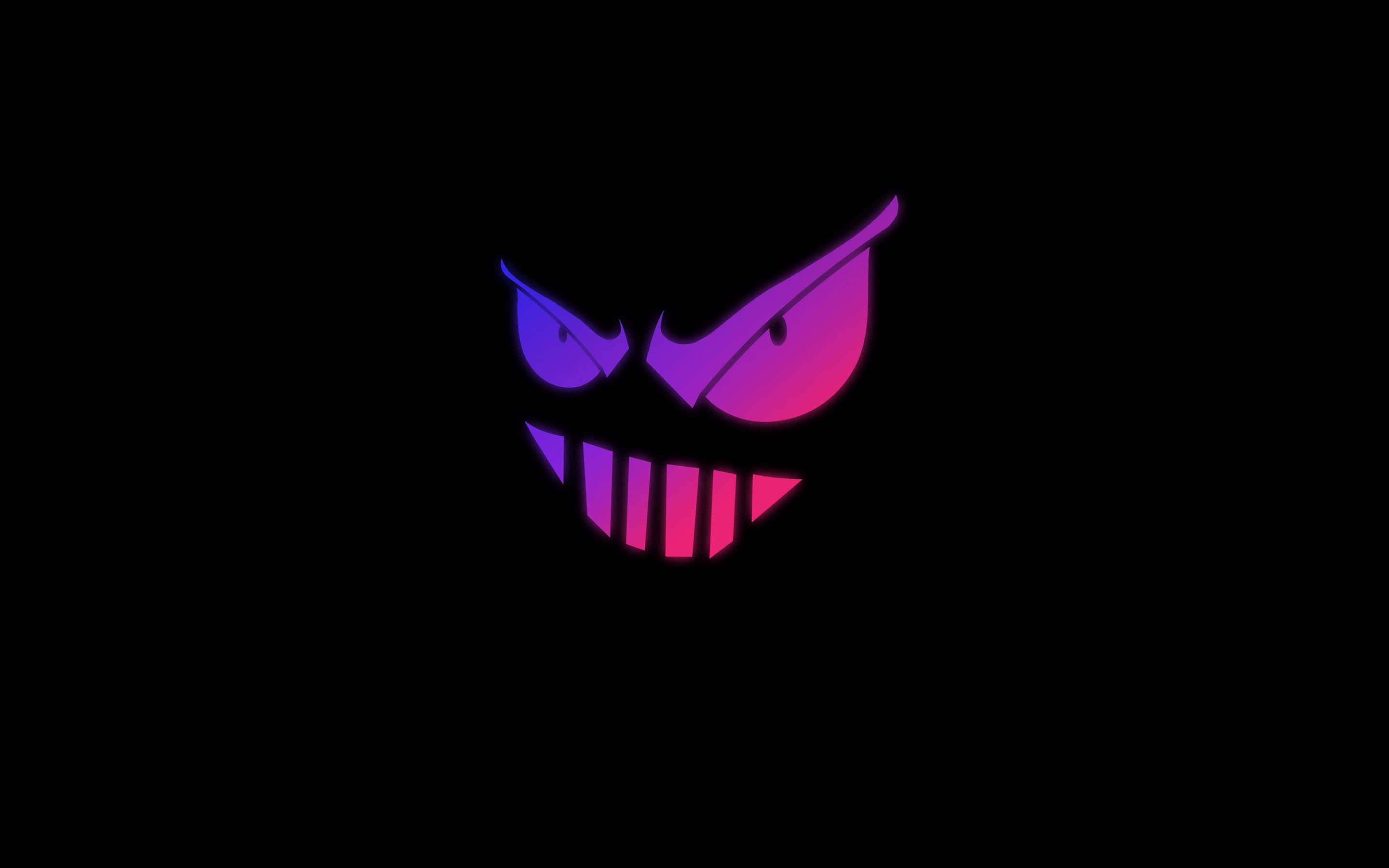 Gengar, black background, glowing face, 2K Desktop Wallpaper