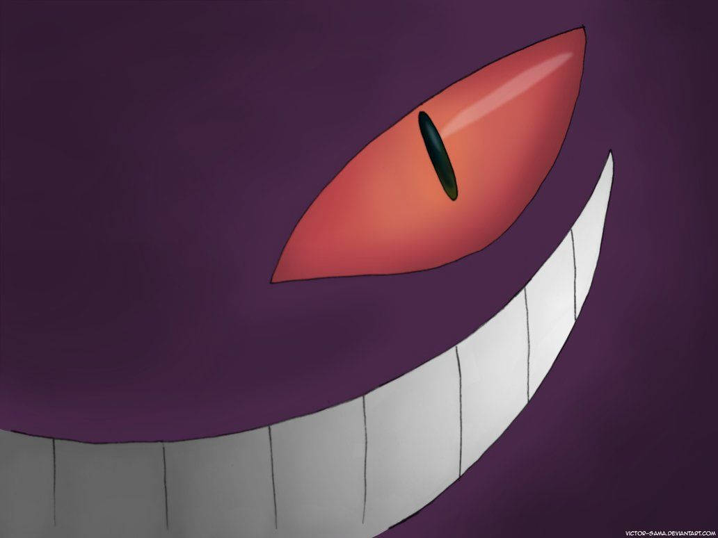 Gengar, purple anime monster, glowing red eye, SD Desktop Wallpaper
