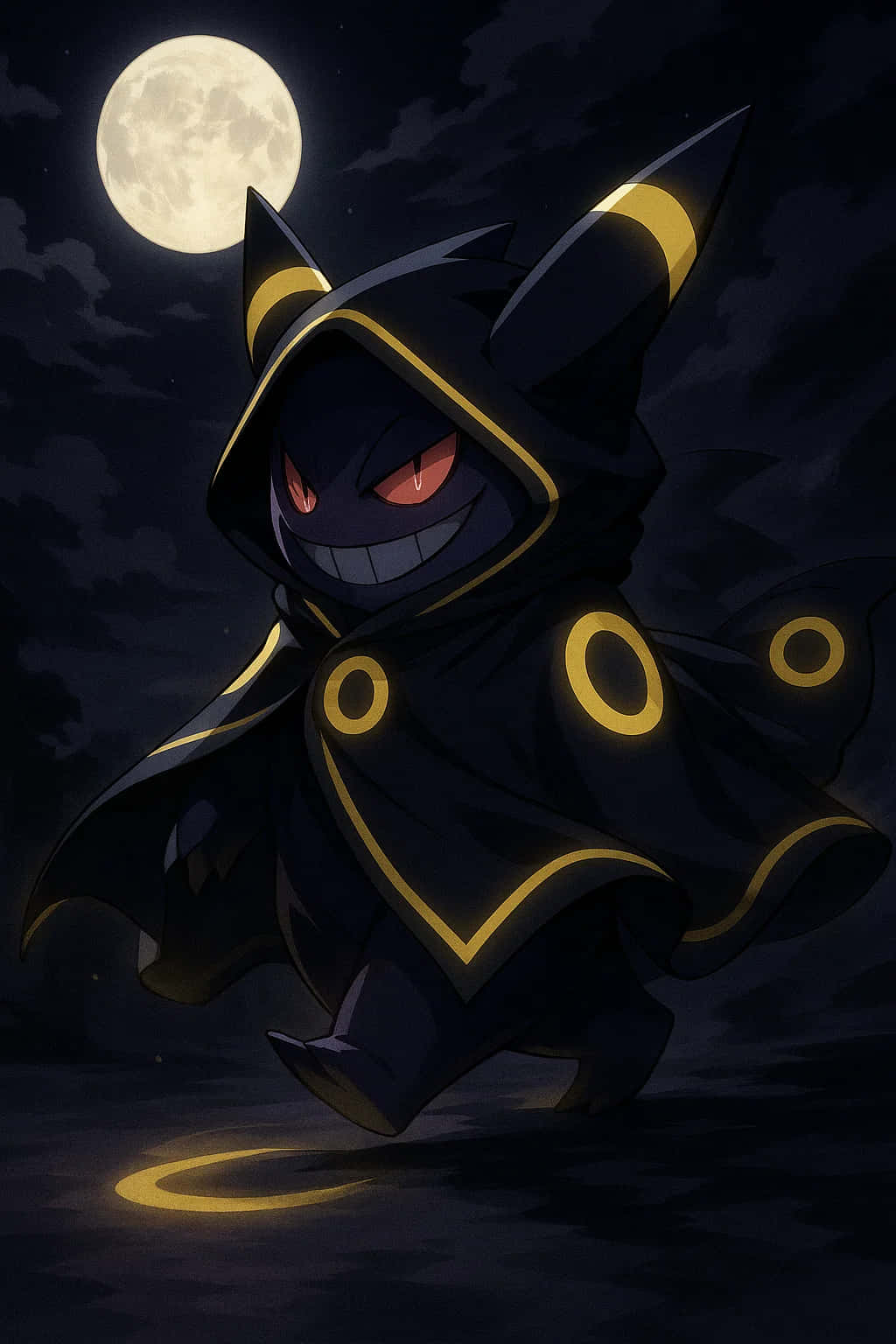 Gengar, full moon, night sky, HD Phone Wallpaper
