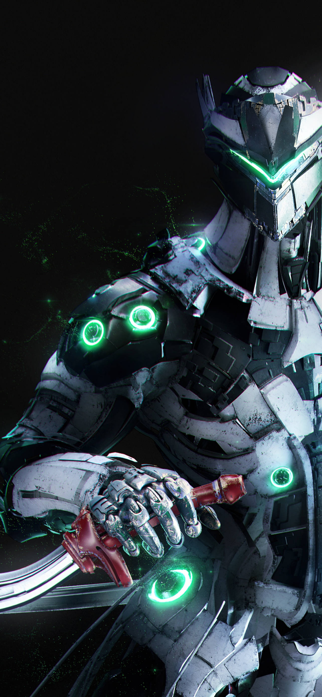 Genji, iPhone, glowing green eyes, 2K Phone Wallpaper