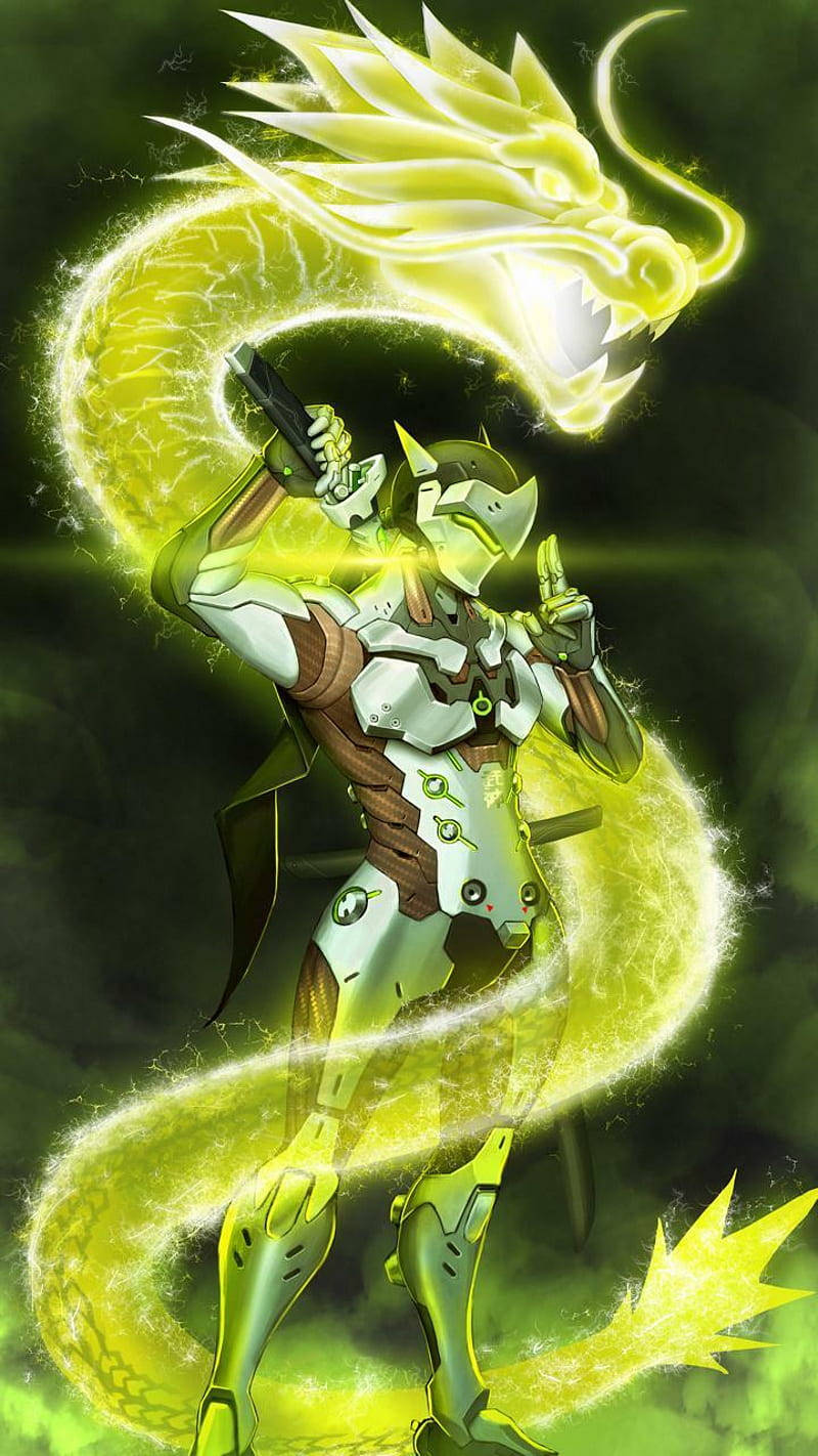 Genji, iPhone, glowing yellow dragon, HD Phone Wallpaper