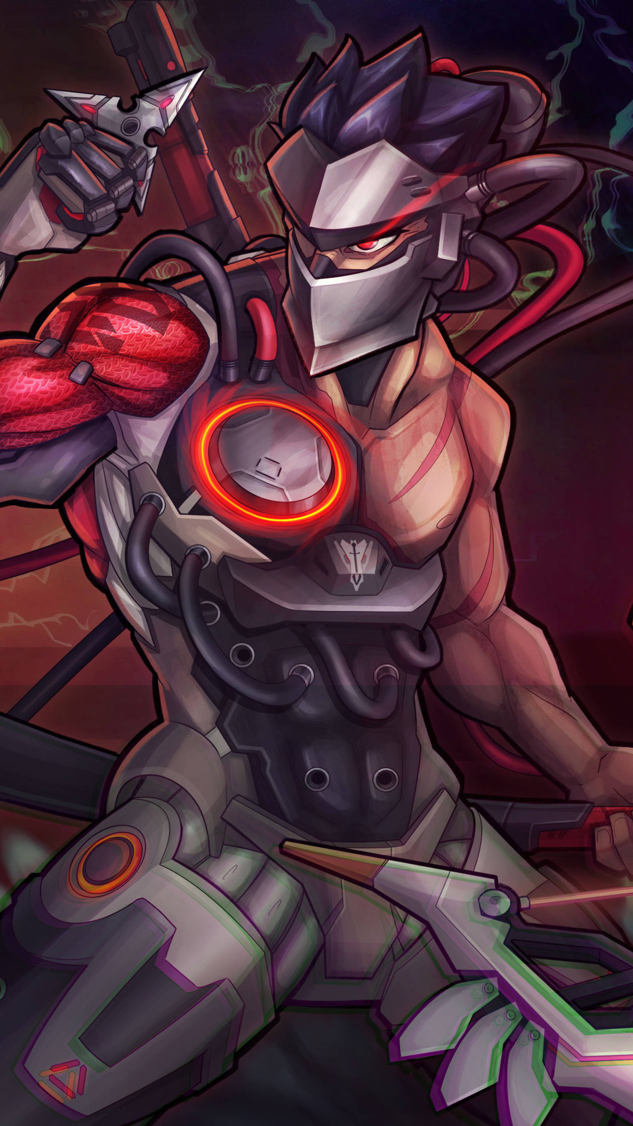 Genji, iPhone, shuriken, 4K Phone Wallpaper